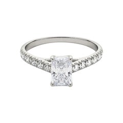 Bague à diamant certifié GIA 1.60ct Radiant Pave Trellis Entwined Prong