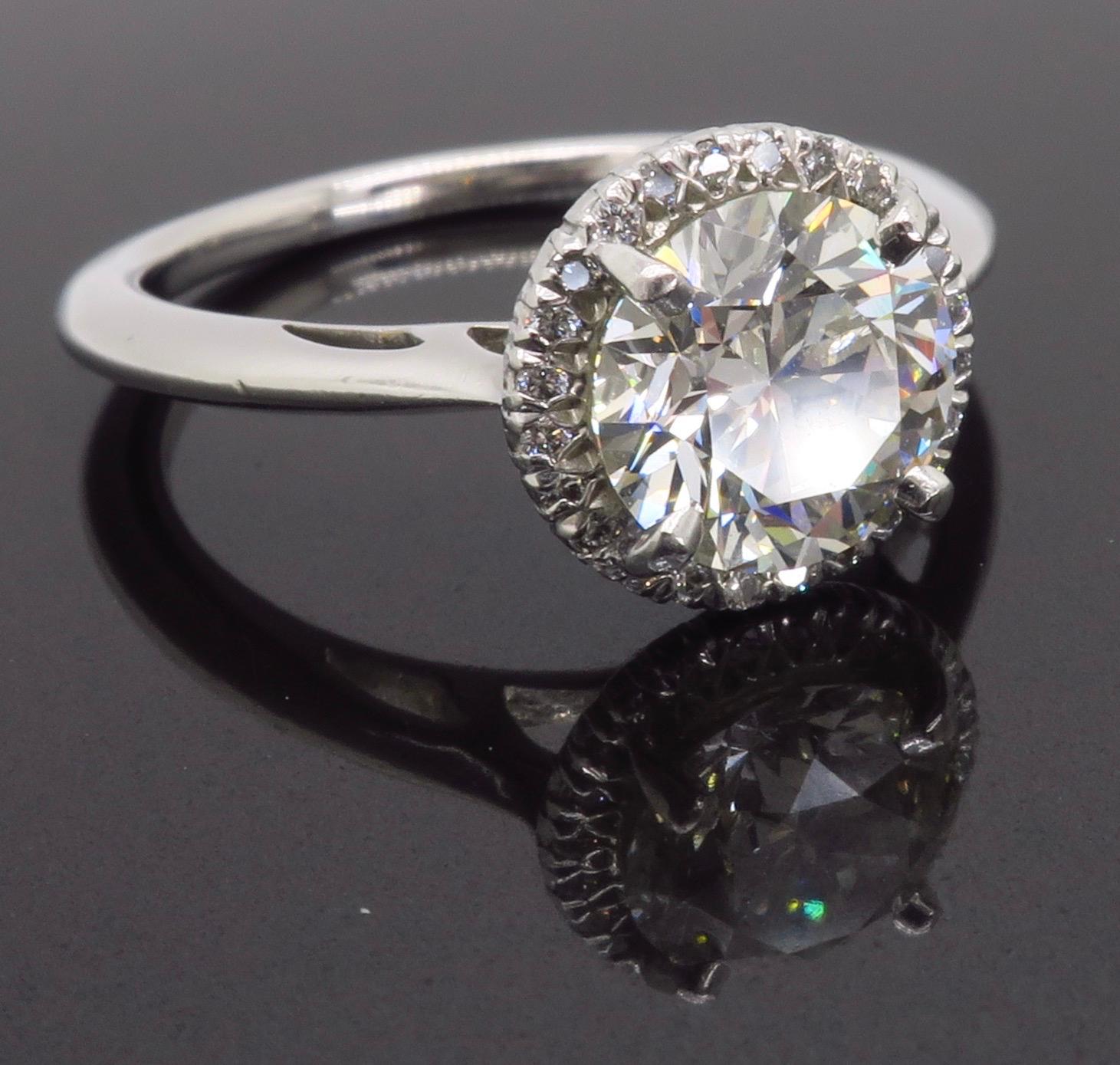 Women's GIA Certified 1.52 Carat VVS1 Diamond Halo Engagement Ring