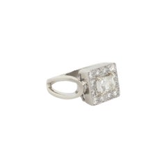 GIA Certified 1.61 Carat Asscher Cut Diamond Engagement Ring Platinum in Stock