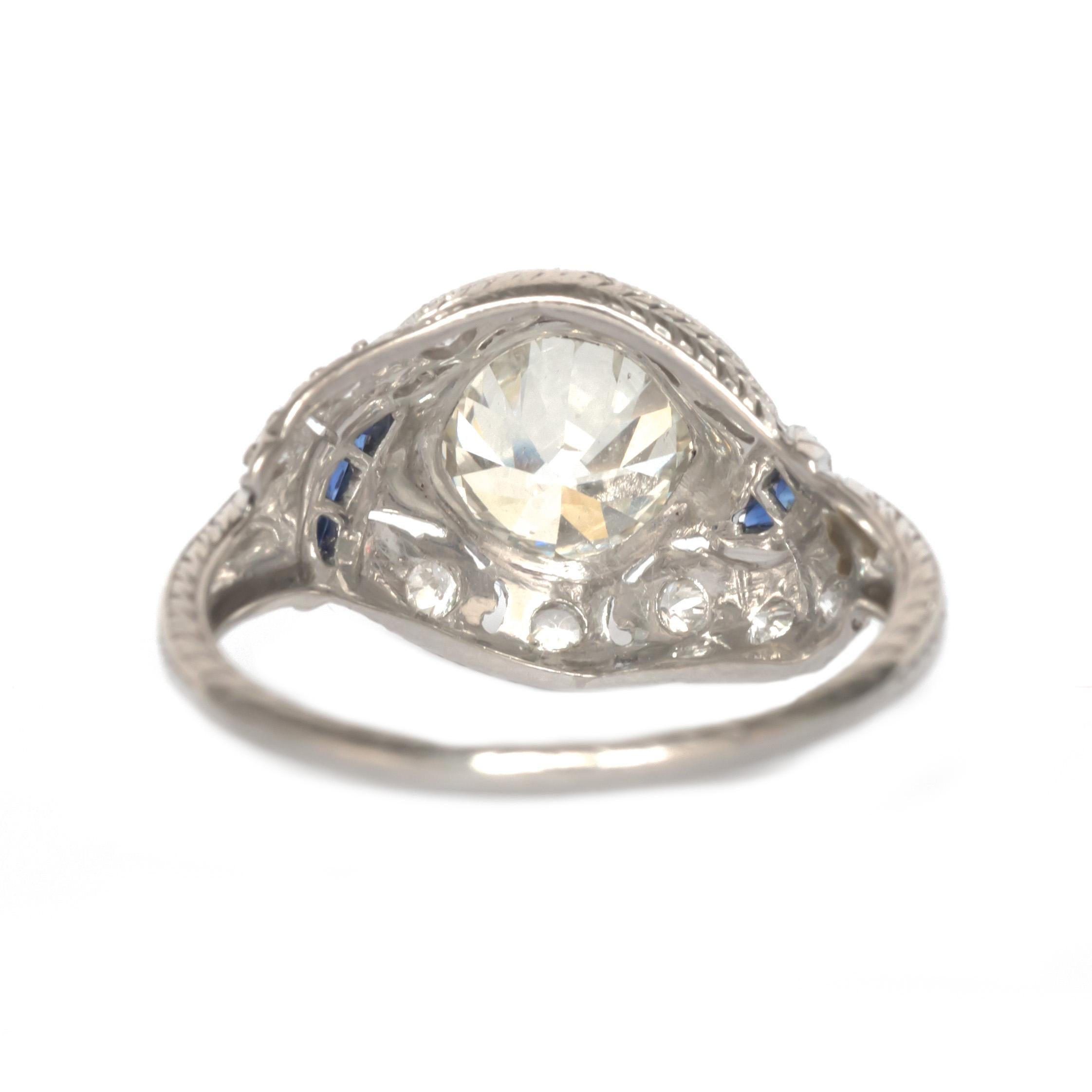 Old European Cut GIA Certified 1.61 Carat Diamond Platinum Engagement Ring For Sale