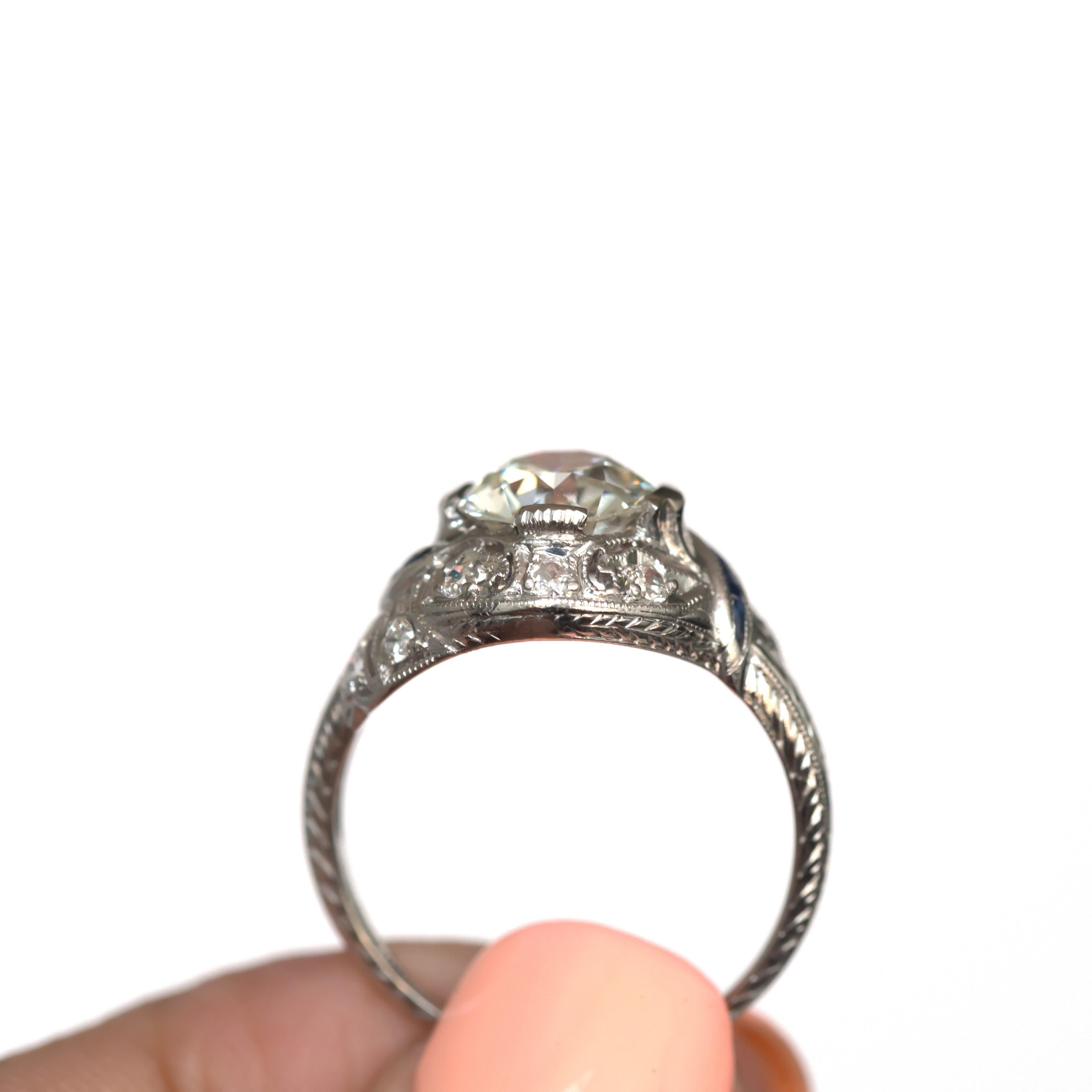 Women's or Men's GIA Certified 1.61 Carat Diamond Platinum Engagement Ring For Sale