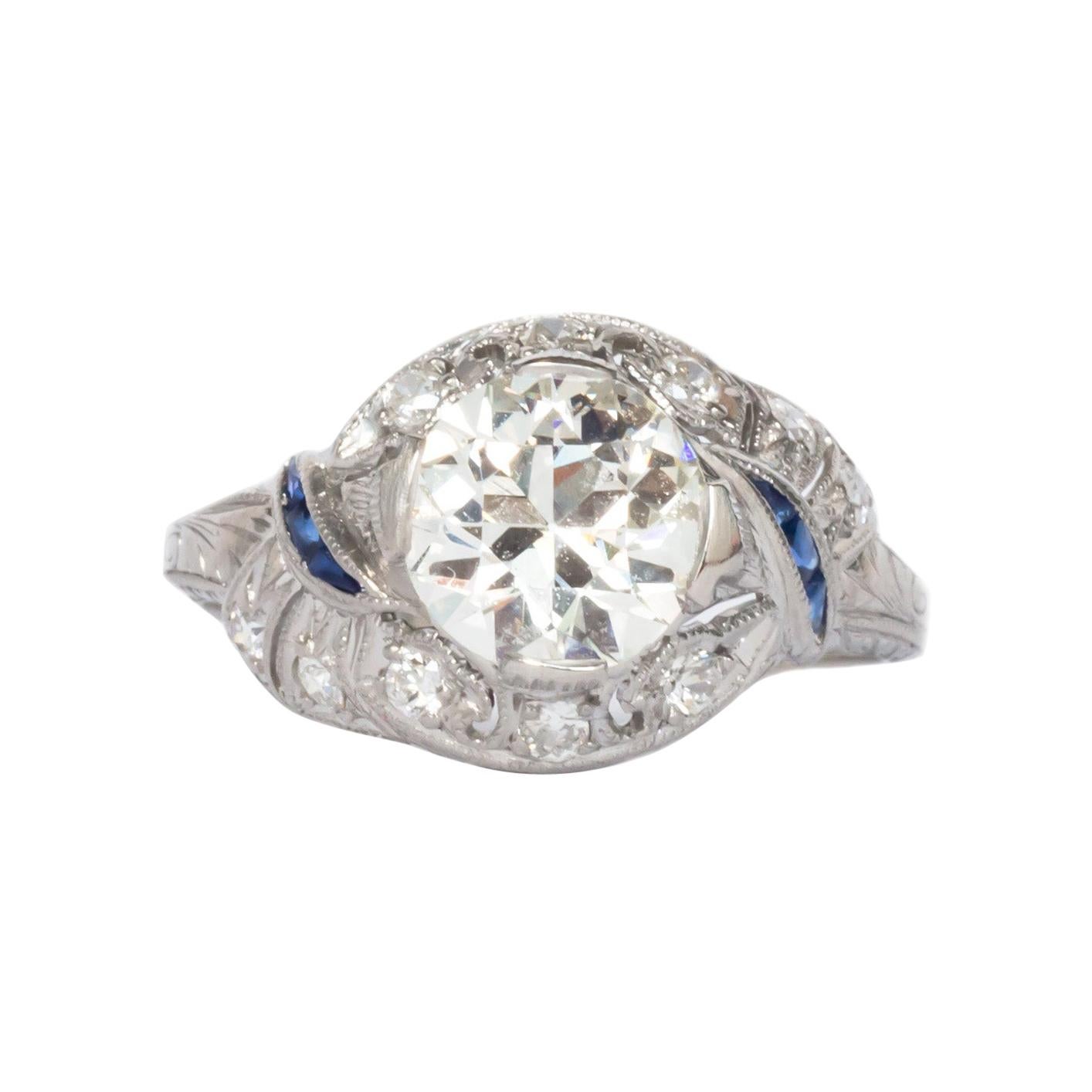 Bague de fiançailles en platine avec diamant certifié GIA de 1,61 carat