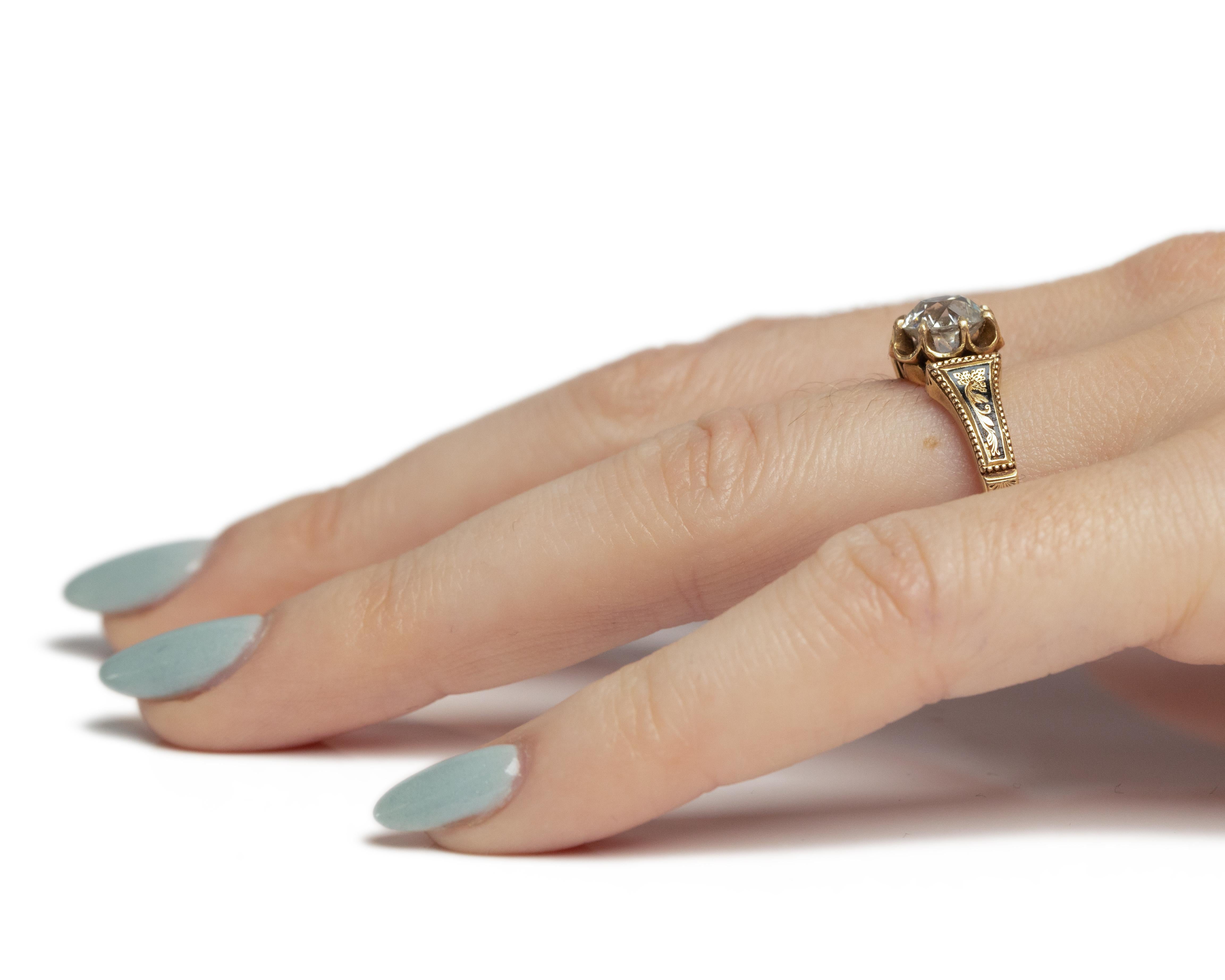 GIA Certified 1.61 Carat Edwardian Diamond Platinum Engagement Ring For Sale 2