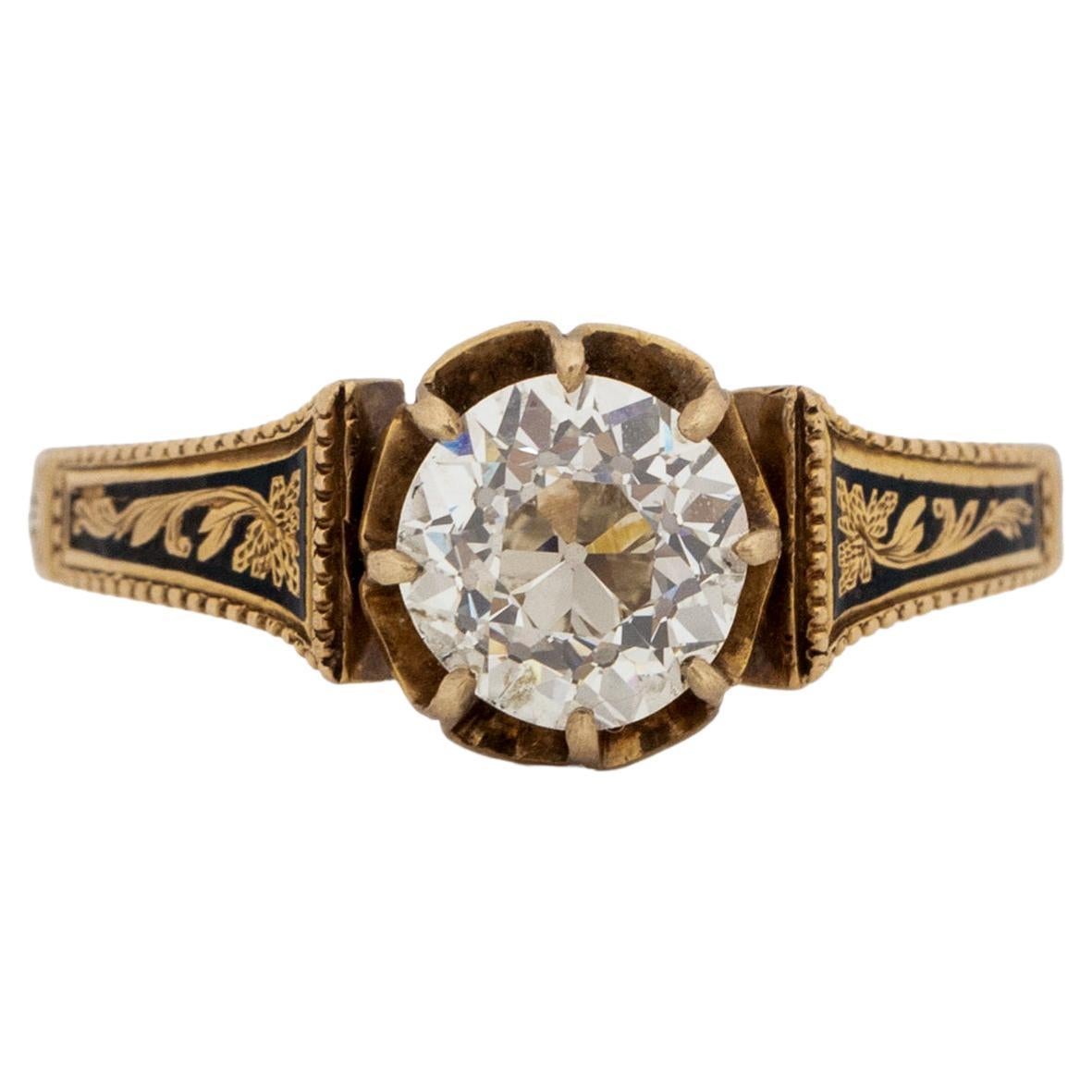 GIA Certified 1.61 Carat Edwardian Diamond Platinum Engagement Ring