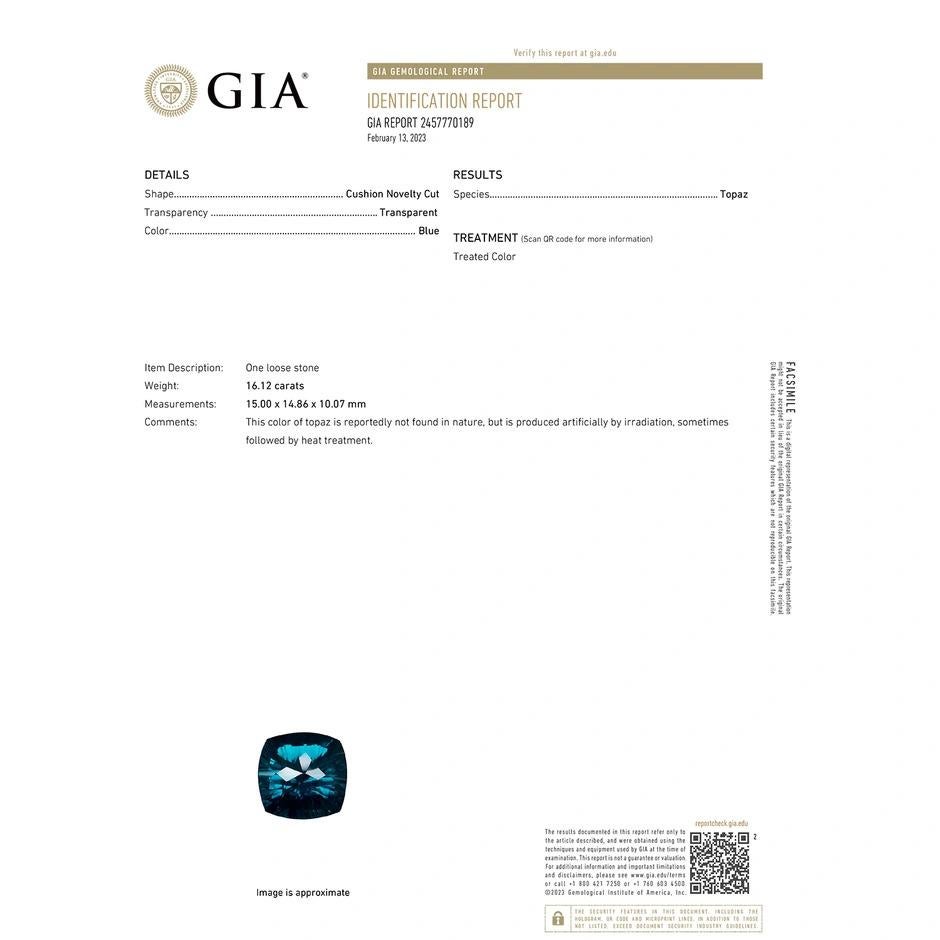 GIA Certified 16.12 ct London Blue Topaz Infinity Pendant in 14K White Gold 2