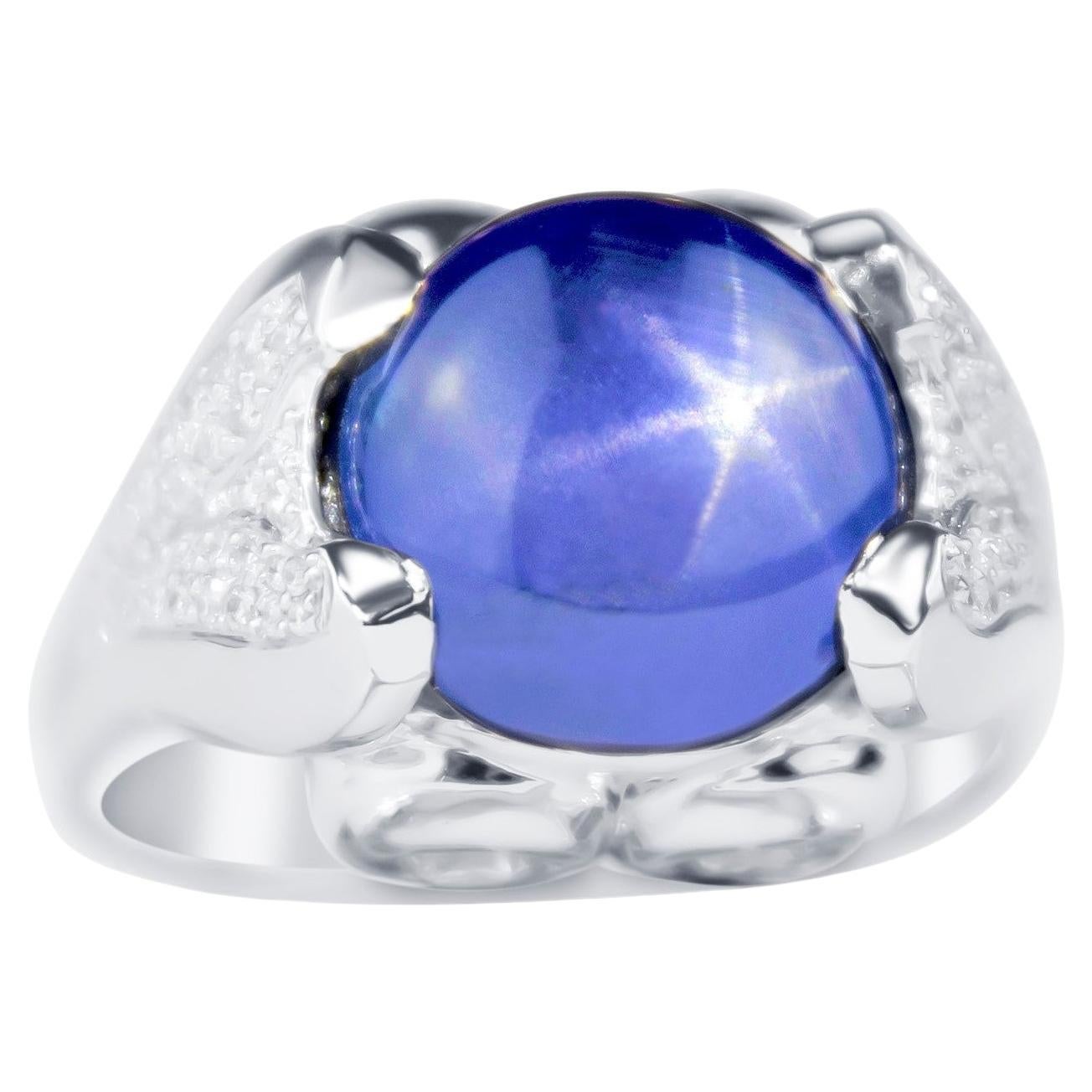 King Solomon Ring, a unique and stunning piece of jewelry that embodies the legend of King Solomon and his legendary connection to the divine. This ring features a rare and exquisite 16.16 ct unheated star sapphire from Ceylon, with an ocean blue