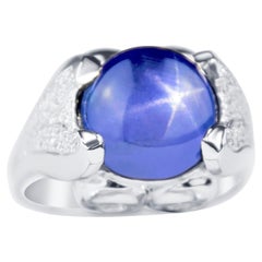 GIA Certified 16.16 Carat Natural Unheated Star Sapphire Diamond Cocktail Ring