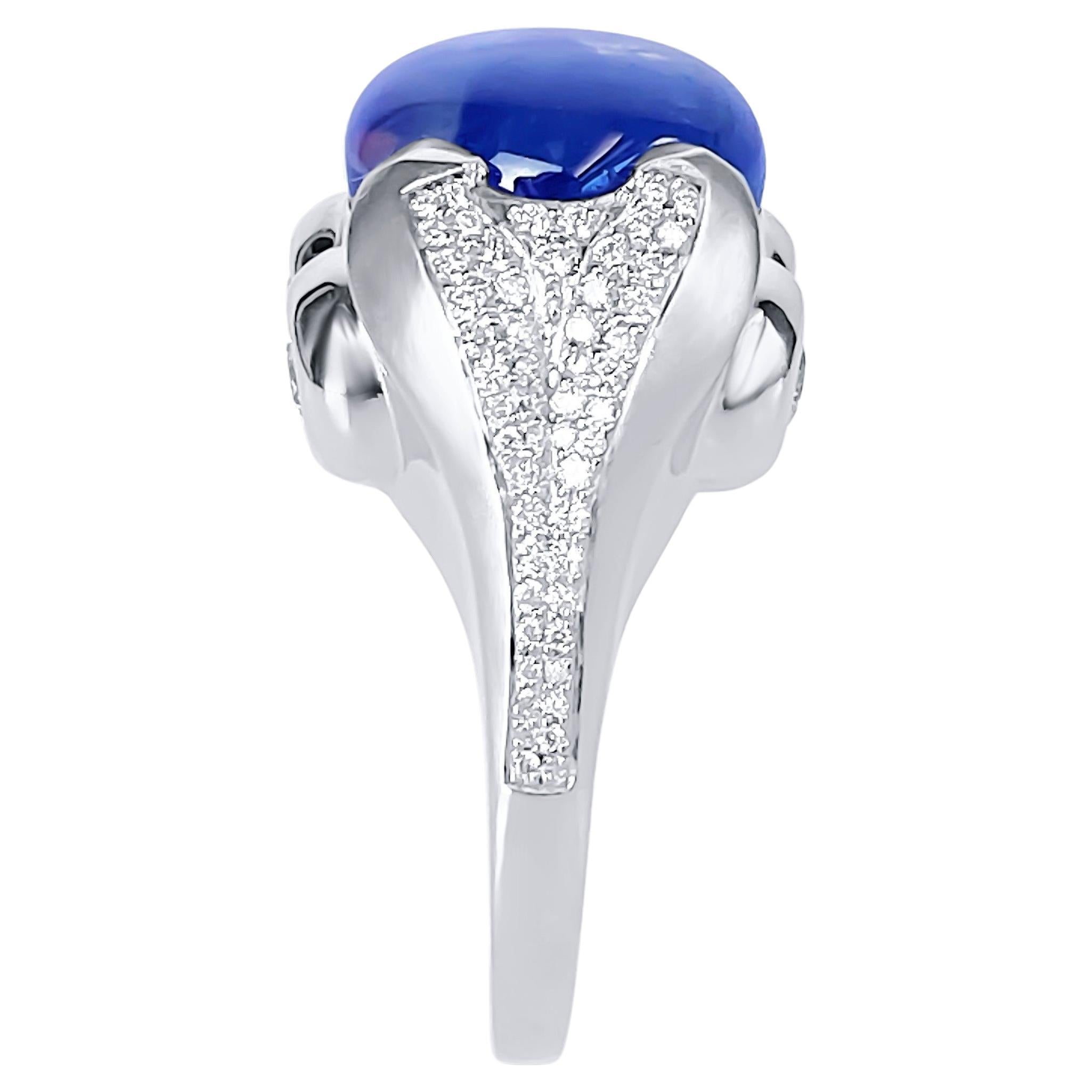 GIA Certified 16.16 Carat Natural Unheated Star Sapphire Diamond Cocktail Ring For Sale