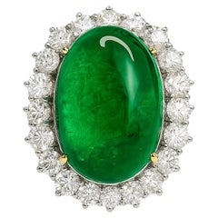 GIA zertifiziert 16,16 ct Cabochon Smaragd Halo Ring