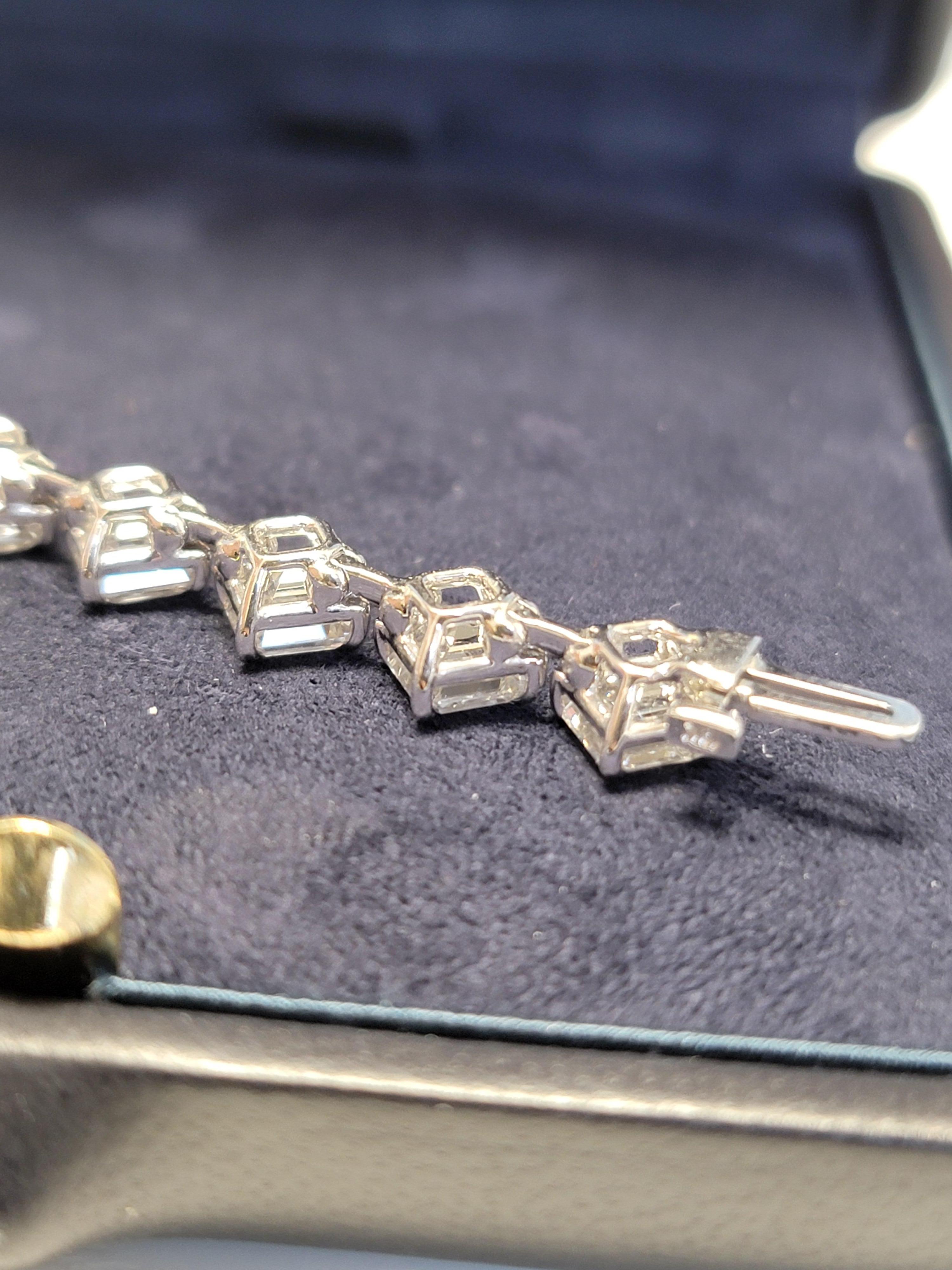 Issac Nussbaum 18K WG 16,17 Quilates Cuadrado Corte Esmeralda Pulsera de Tenis Dimond Moderno en venta