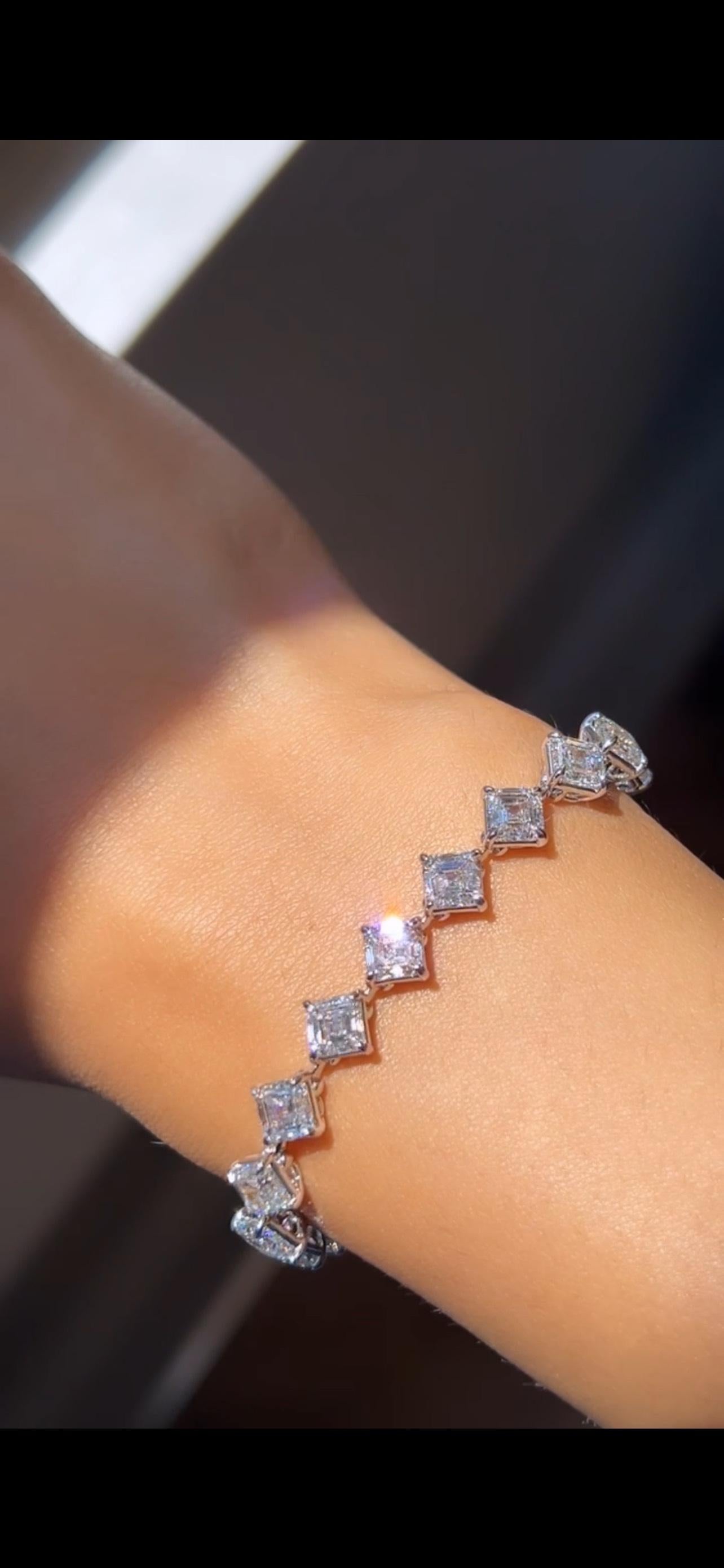 Issac Nussbaum 18K WG 16,17 Quilates Cuadrado Corte Esmeralda Pulsera de Tenis Dimond en Nuevo estado para la venta en New York, NY