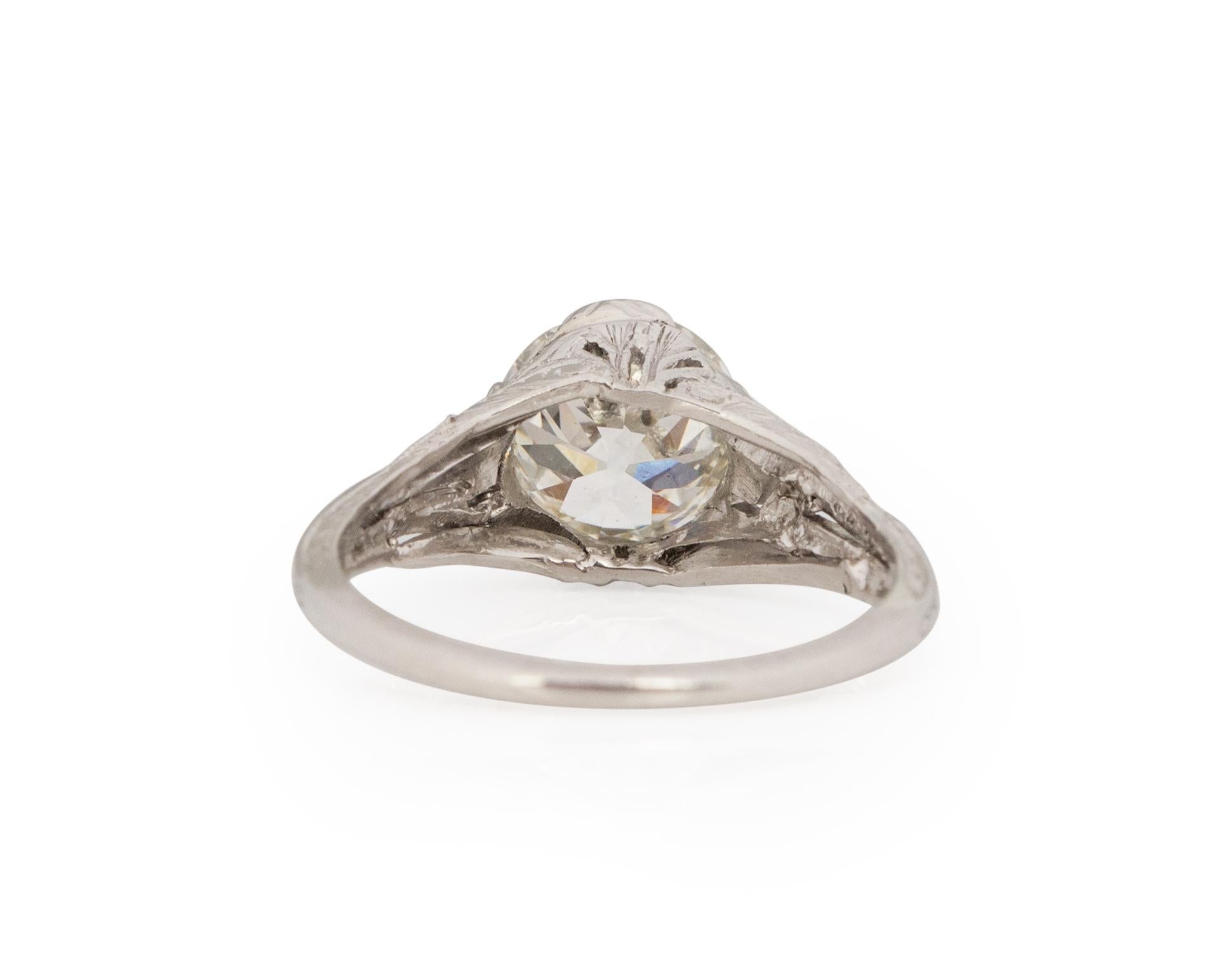 GIA Certified 1.62 Carat Edwardian Diamond Platinum Engagement Ring In Good Condition For Sale In Atlanta, GA