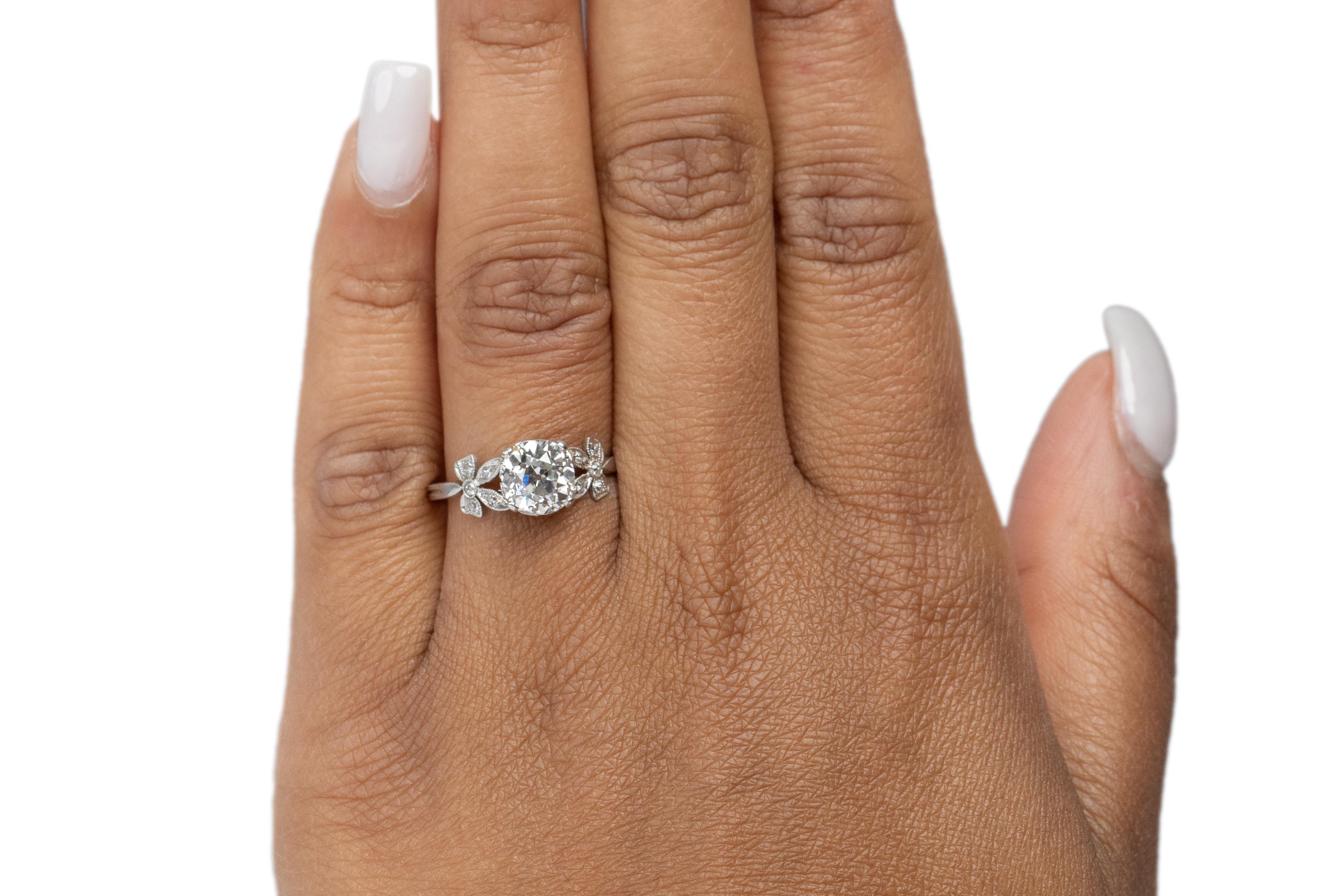 Bague de fiançailles en platine avec diamant édouardien de 1,62 carat certifié par le GIA Bon état - En vente à Atlanta, GA