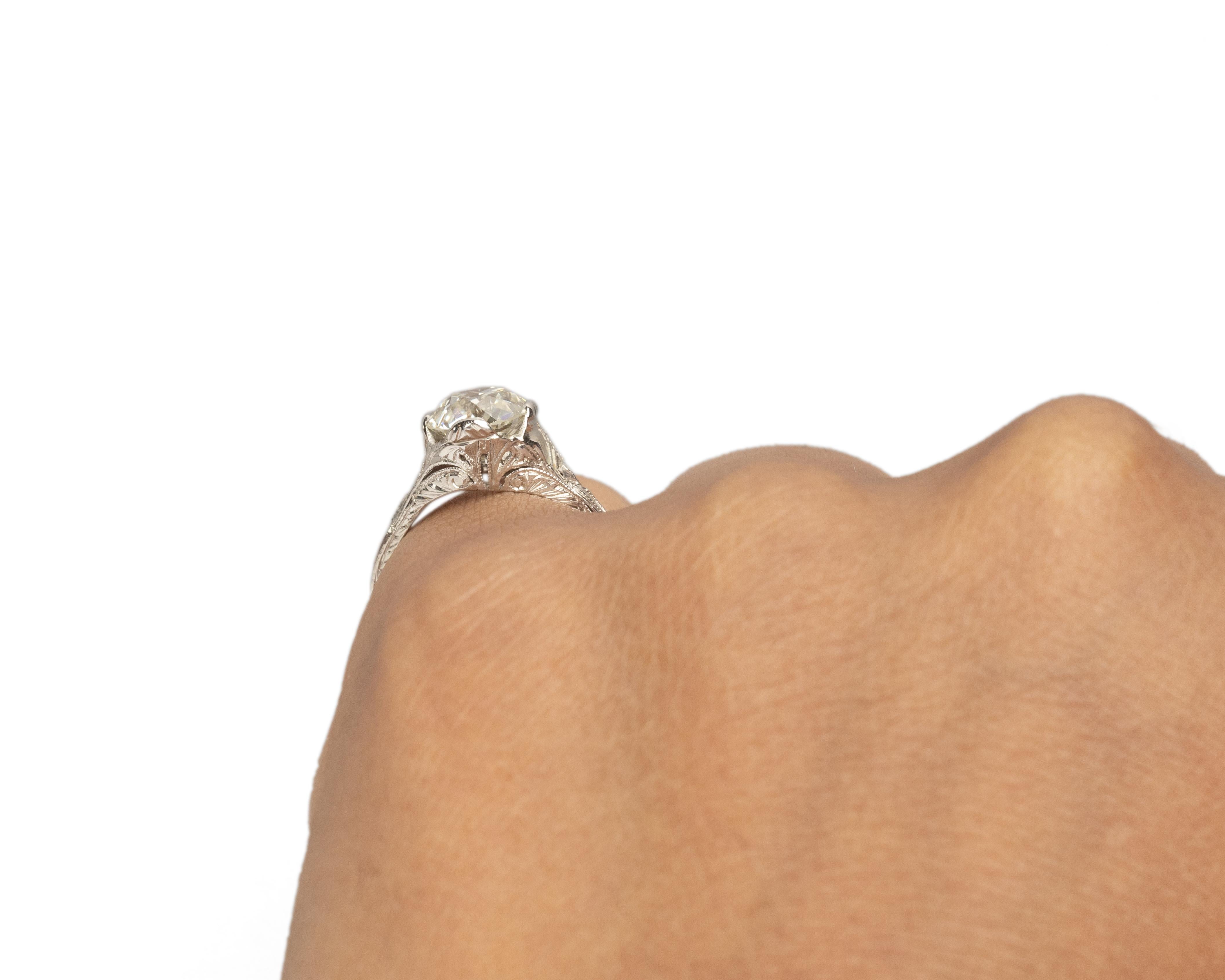 Women's GIA Certified 1.62 Carat Edwardian Diamond Platinum Engagement Ring For Sale