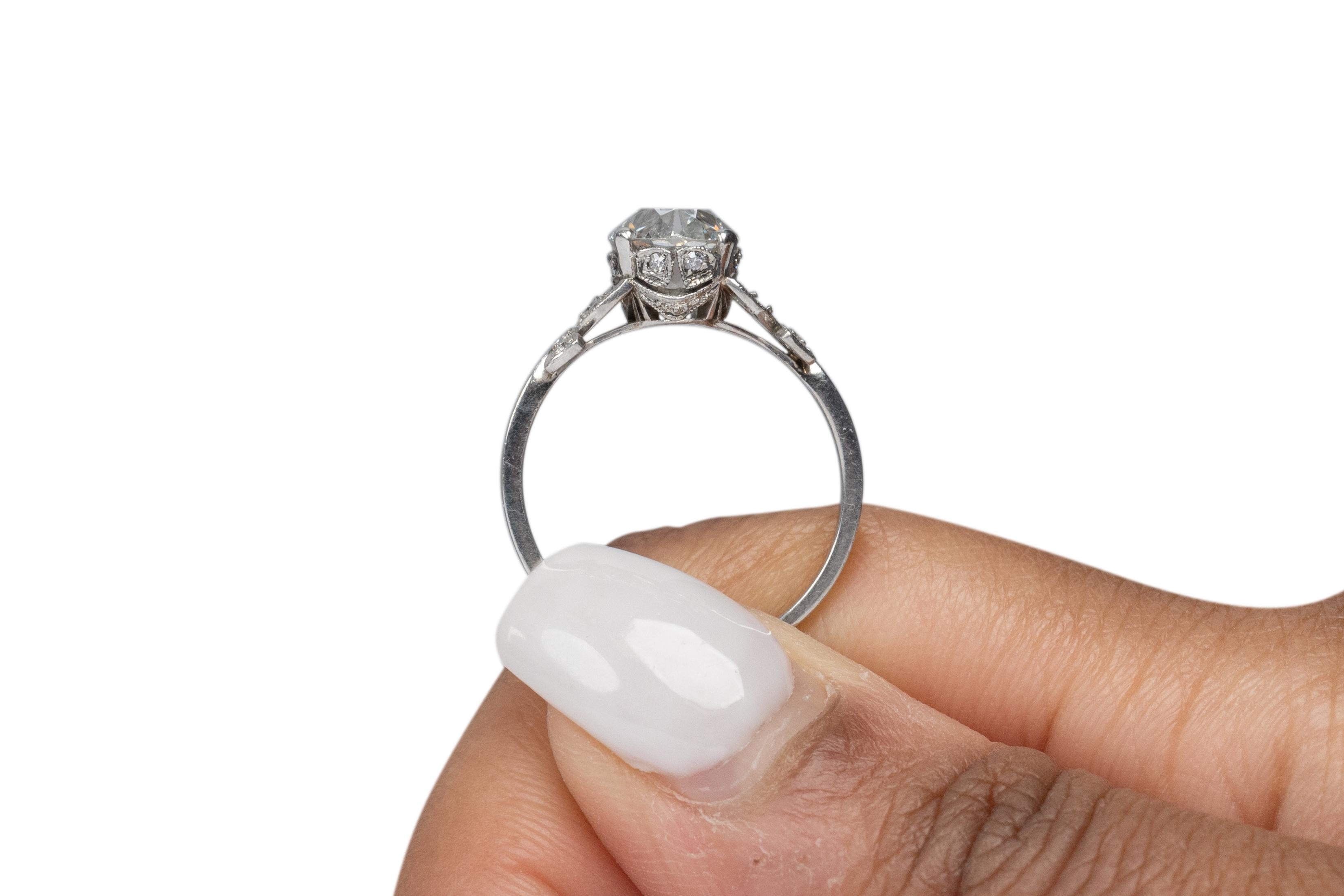 GIA Certified 1.62 Carat Edwardian Diamond Platinum Engagement Ring For Sale 2