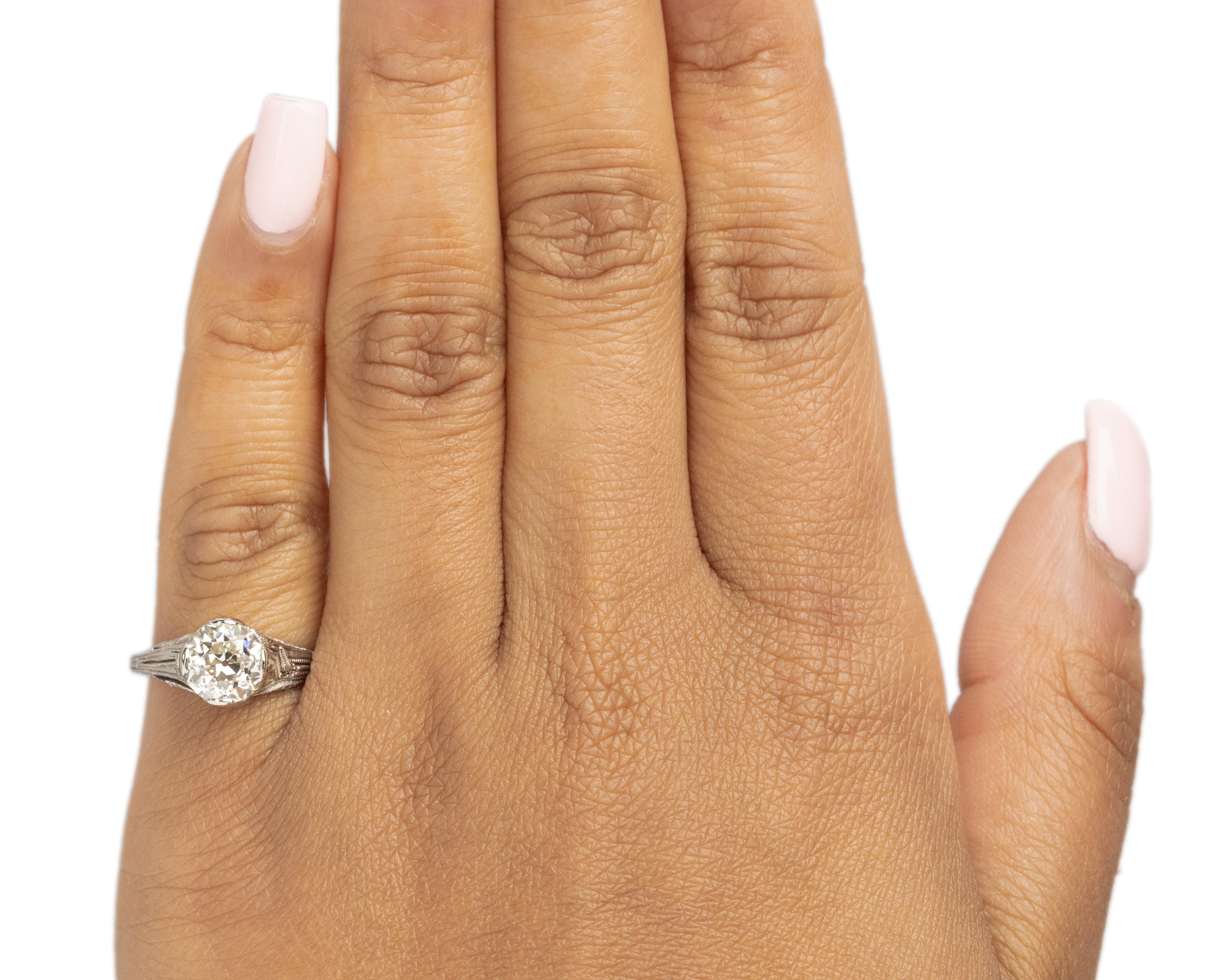 GIA Certified 1.62 Carat Edwardian Diamond Platinum Engagement Ring For Sale 3