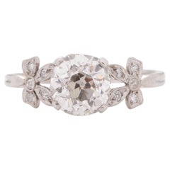 Anillo de compromiso de platino con diamante eduardiano de 1.62 quilates certificado por el GIA