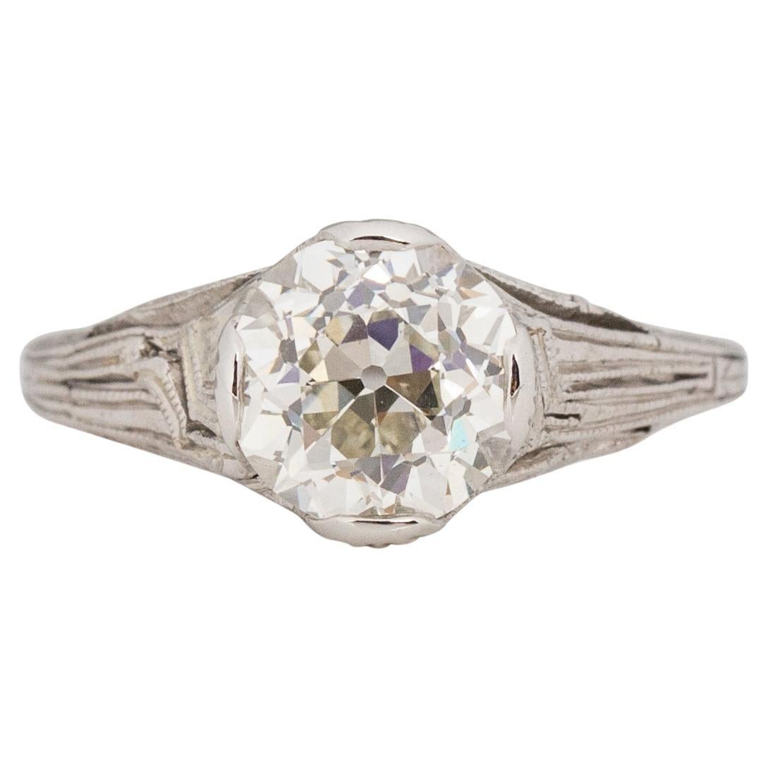 Bague de fiançailles en platine avec diamant édouardien de 1,62 carat certifié par le GIA en vente