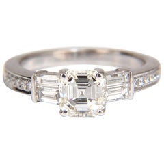 GIA Certified 1.62 Carat Natural Asscher Diamond Ring Classic 18 Karat*