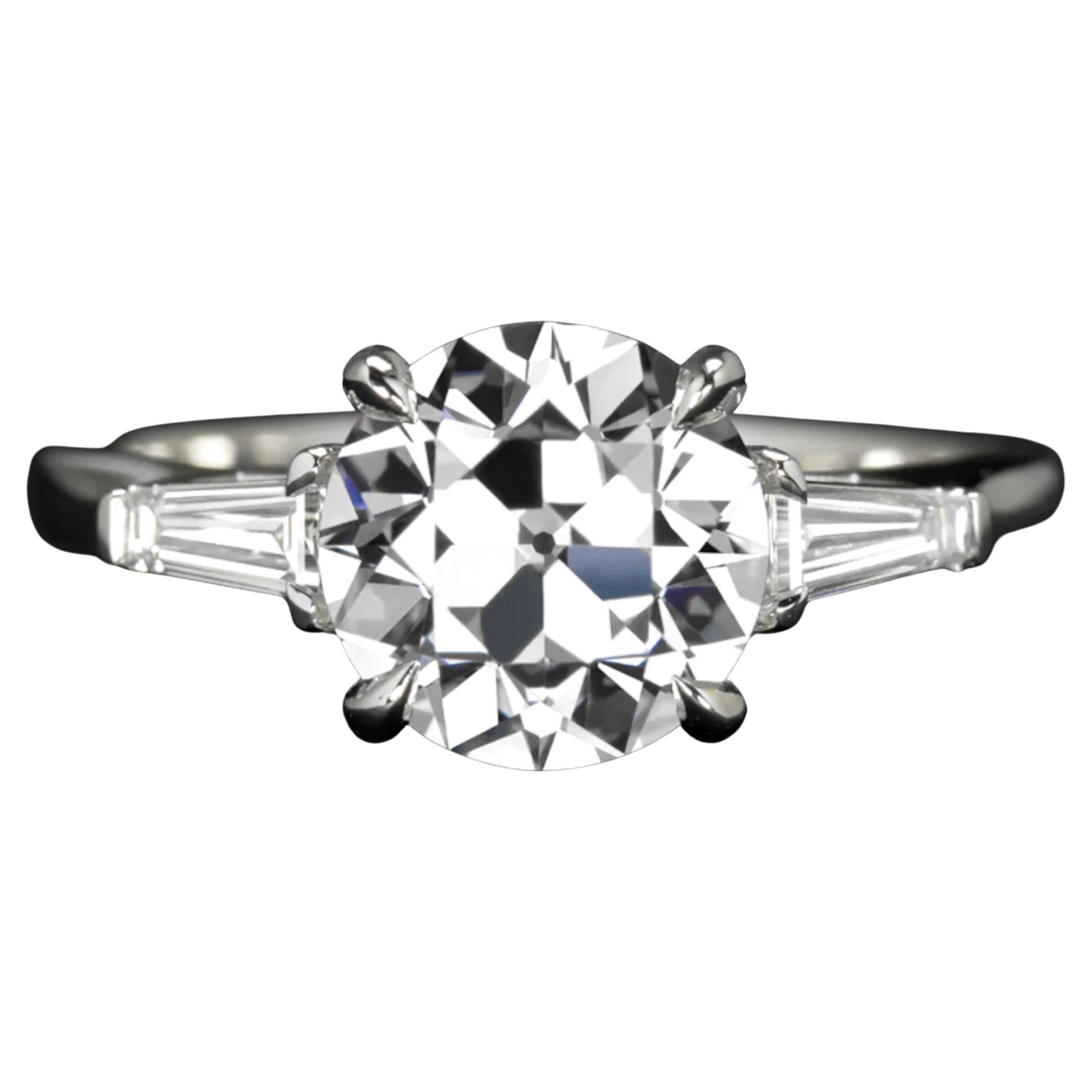 GIA Certified 1.62 Carat Old European Cut Diamond Engagement Ring D Color