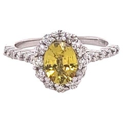Anillo de oro blanco de 18 quilates con diamante zafiro amarillo certificado por GIA de 1,62 quilates