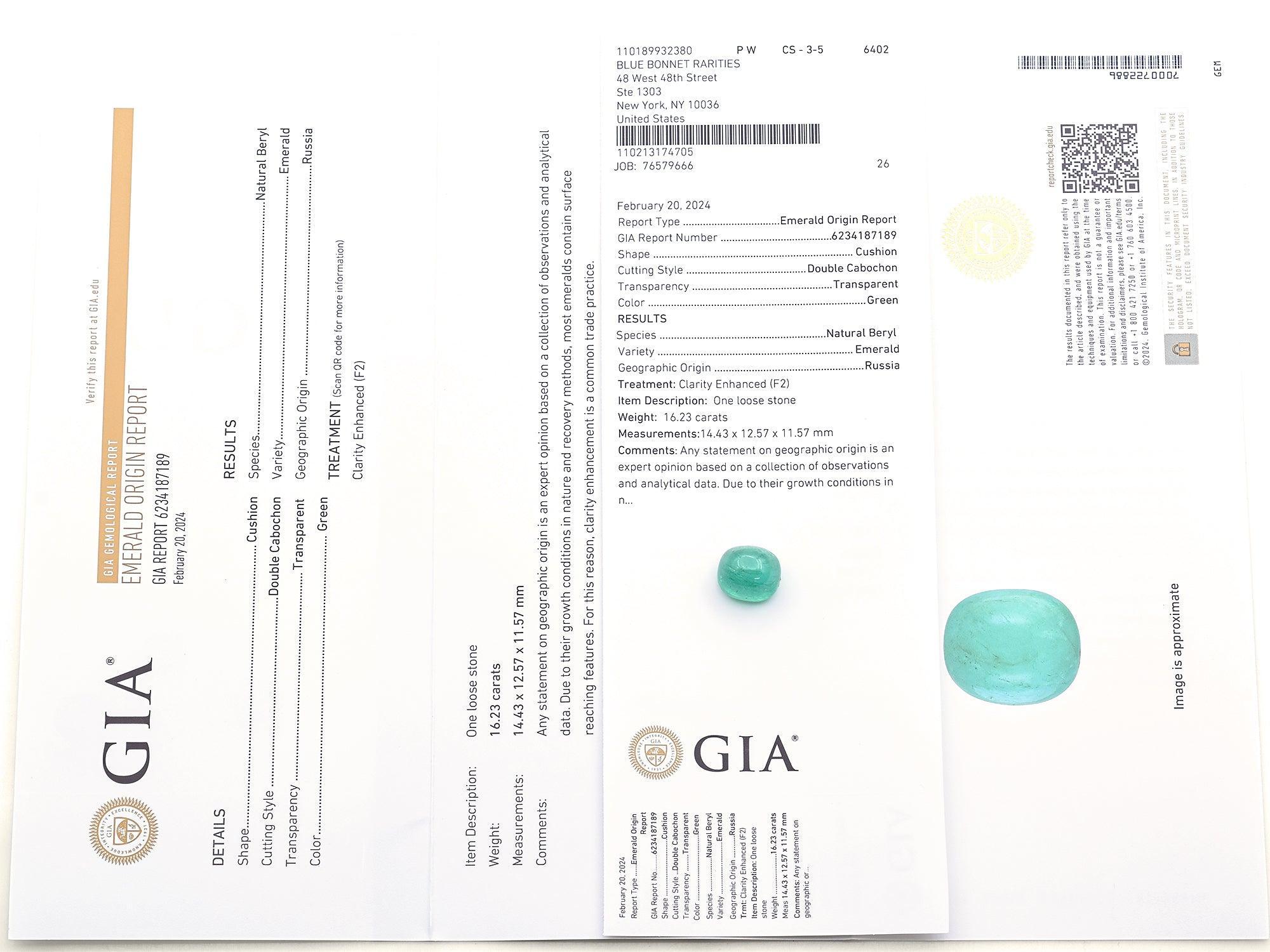 NUMÉRO DE RAPPORT DE LA GIA : 6234187189
Poids : 16,23 carats
Dimensions : 14,43 x 12,57 x 11,57 mm
Forme:Coussin
Style de coupe : double cabochon
Transparence:Transparent
Couleur : vert
Description de l'article:Une pierre en vrac
Espèce:Béryl