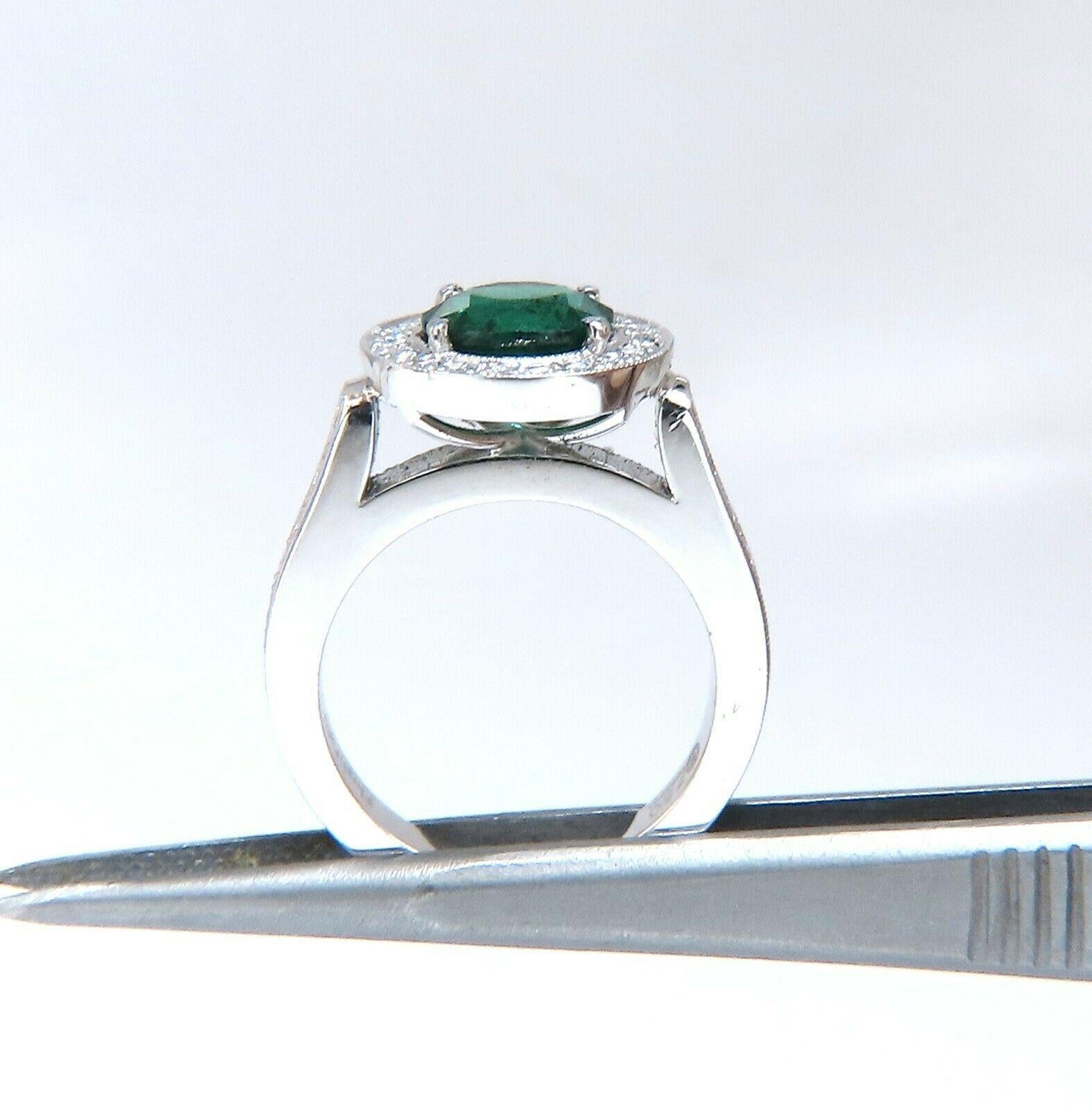 GIA Certified 1.62ct Natural Emerald Diamonds Ring 14kt 'F1' In New Condition For Sale In New York, NY