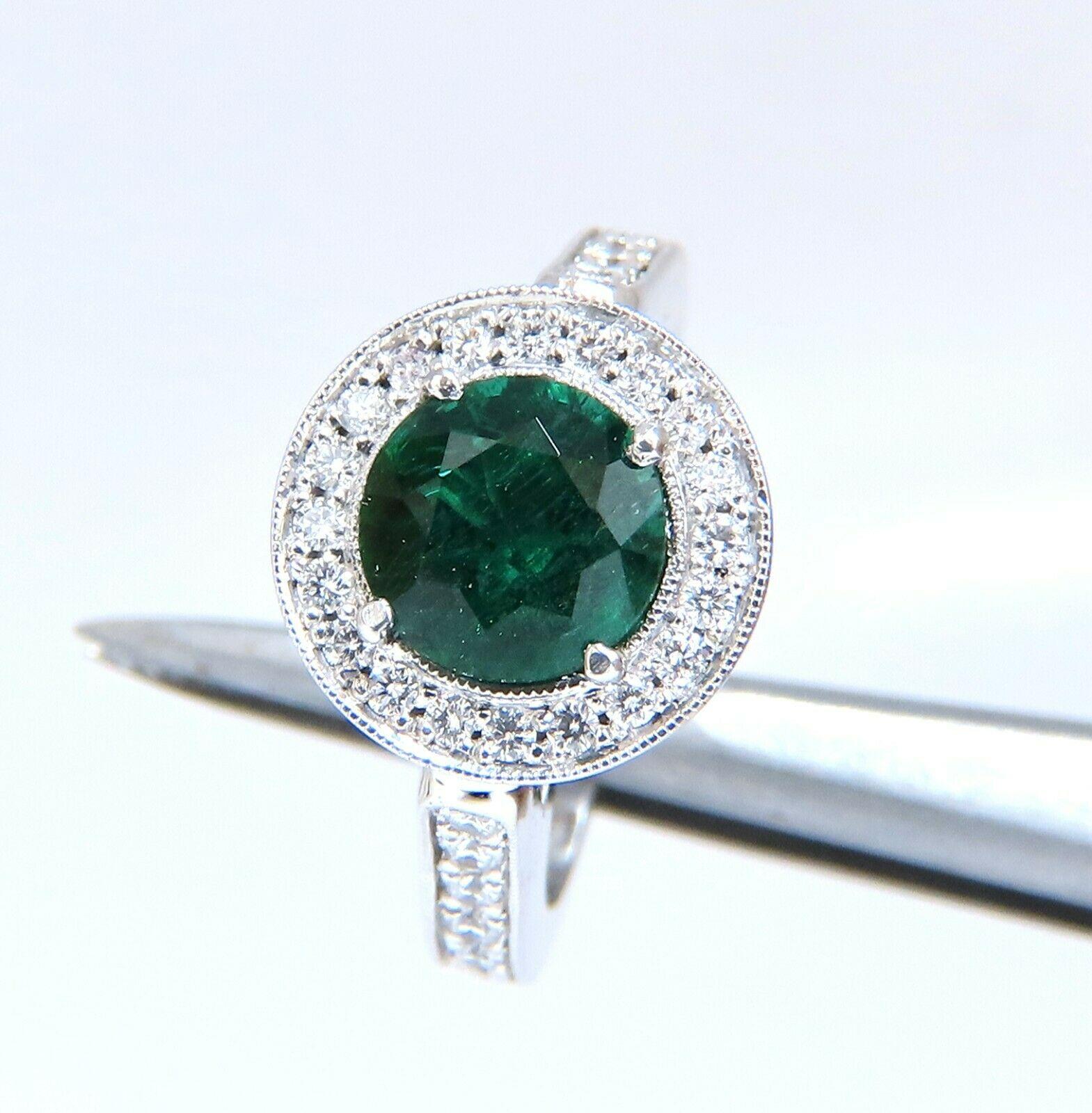 Women's or Men's GIA Certified 1.62ct Natural Emerald Diamonds Ring 14kt 'F1' For Sale