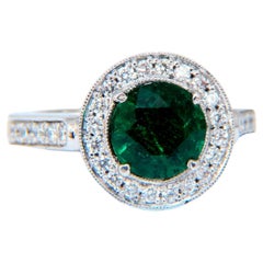 GIA Certified 1.62ct Natural Emerald Diamonds Ring 14kt 'F1'*