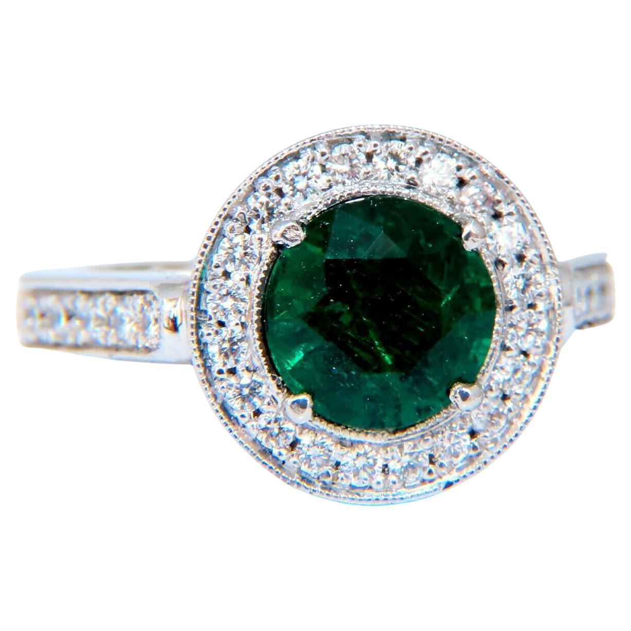 GIA Certified 1.62ct Natural Emerald Diamonds Ring 14kt 'F1' For Sale