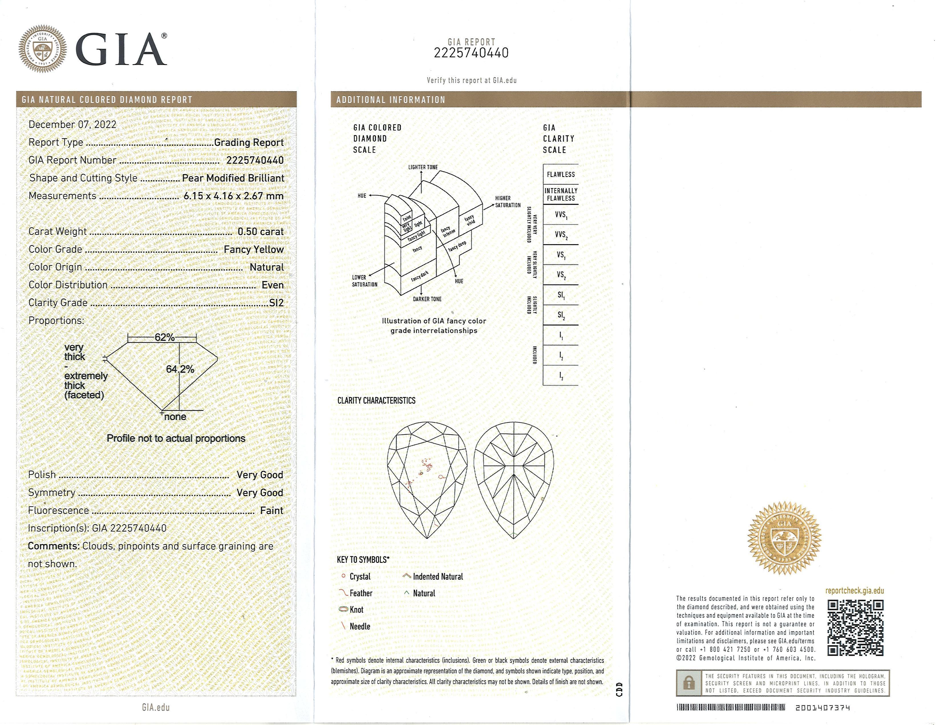Orecchini a perno con diamanti gialli fantasia certificati GIA da 1,62 carati, oro bianco 18 carati In condizioni Nuovo in vendita a New York, NY