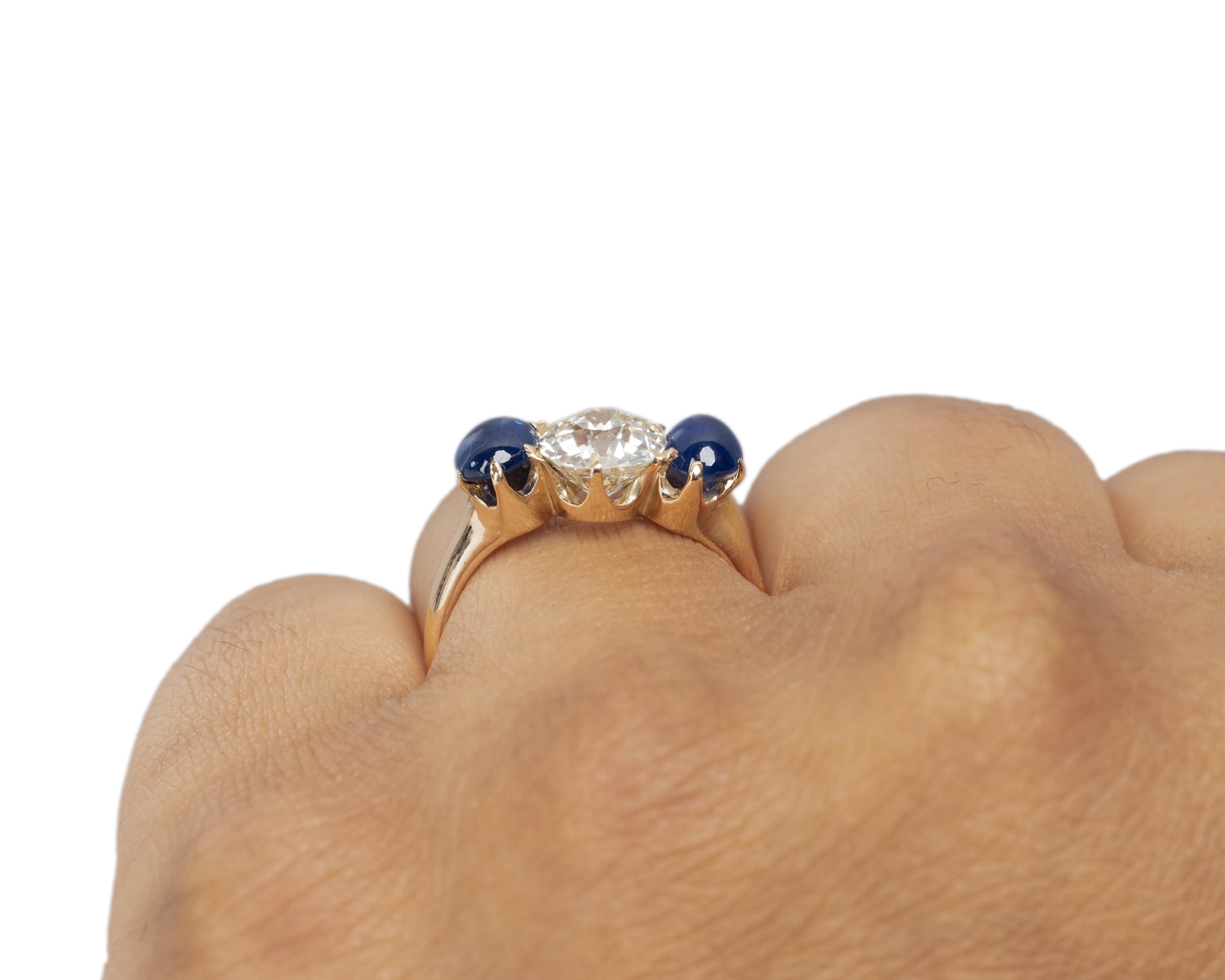 Women's GIA Certified 1.63 Carat Art Deco Diamond 14 Karat Yellow Gold Engagement Ring For Sale