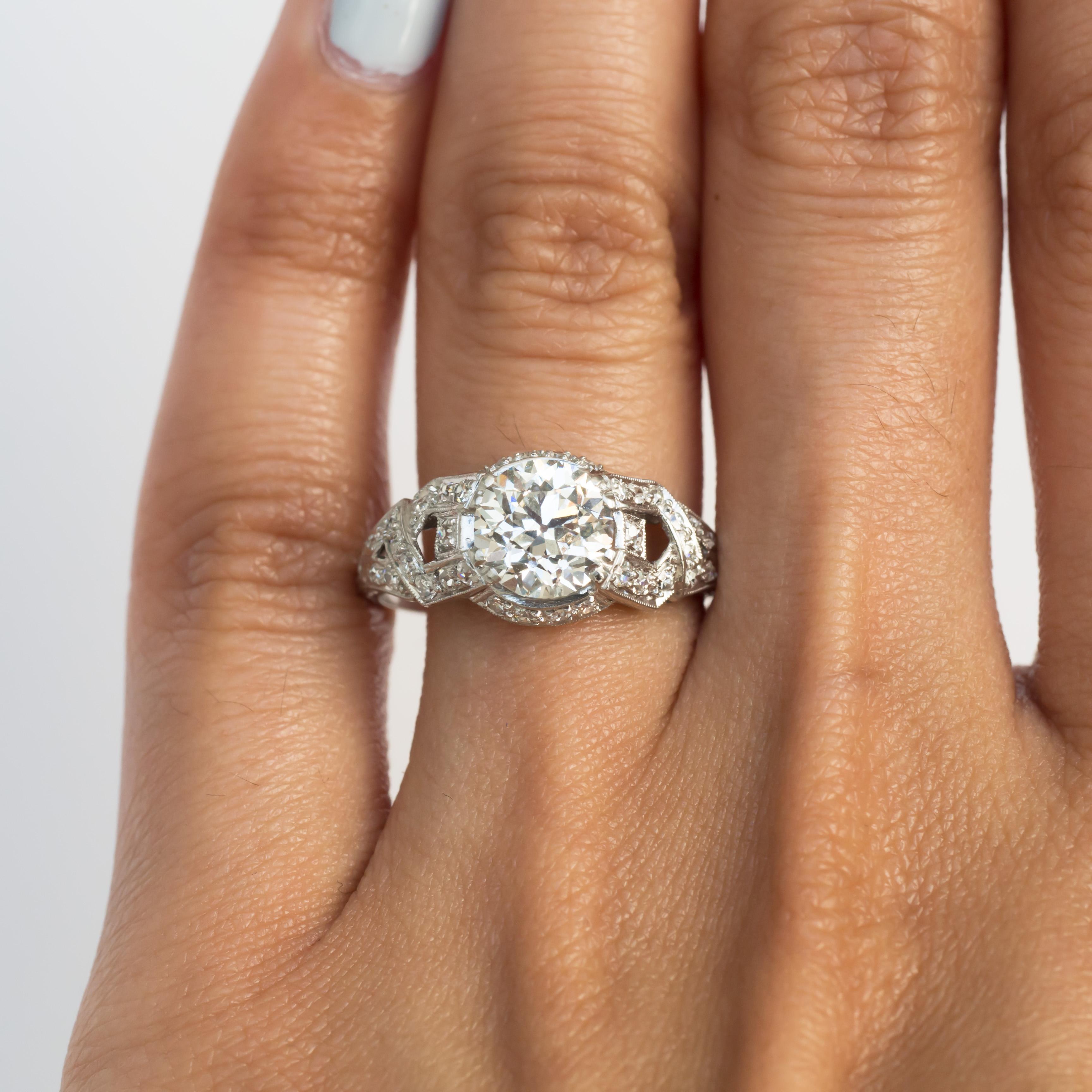 GIA Certified 1.63 Carat Diamond Platinum Engagement Ring 1