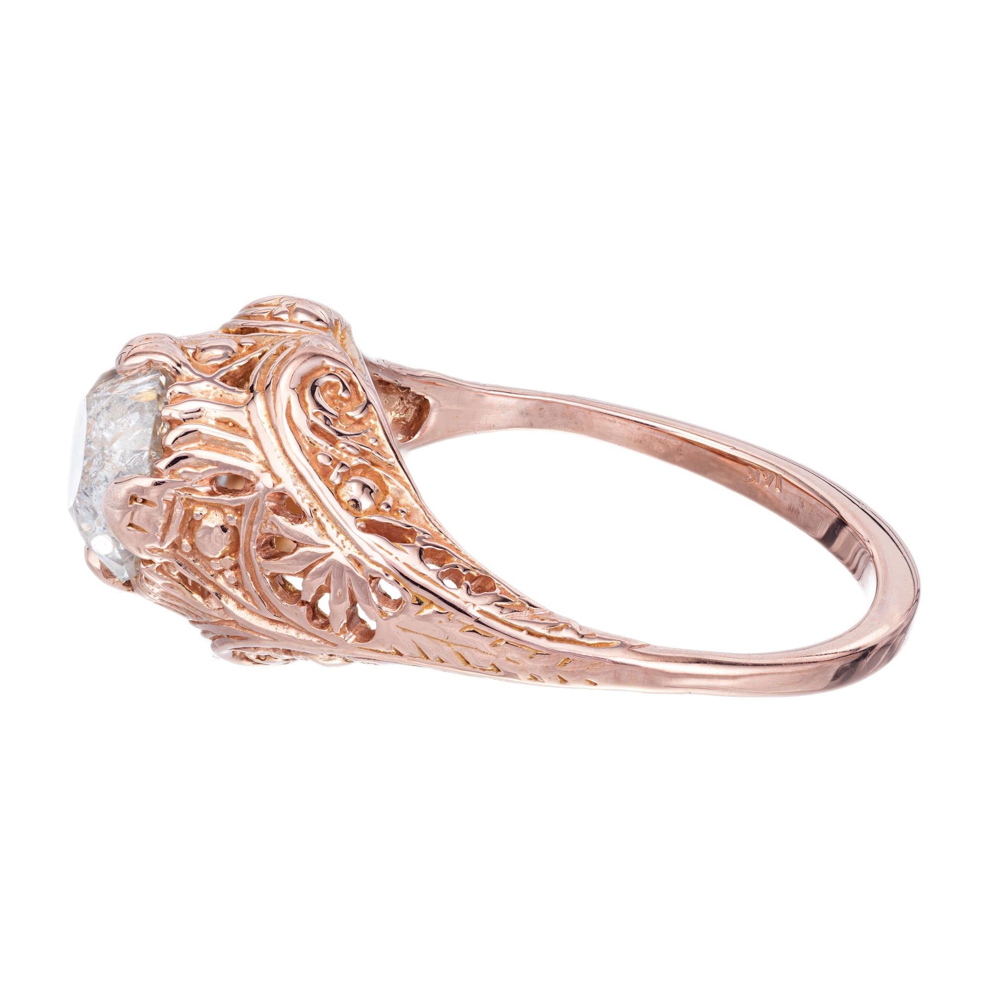 Women's GIA Certified 1.63 Carat Diamond Rose Gold Engagement Ring