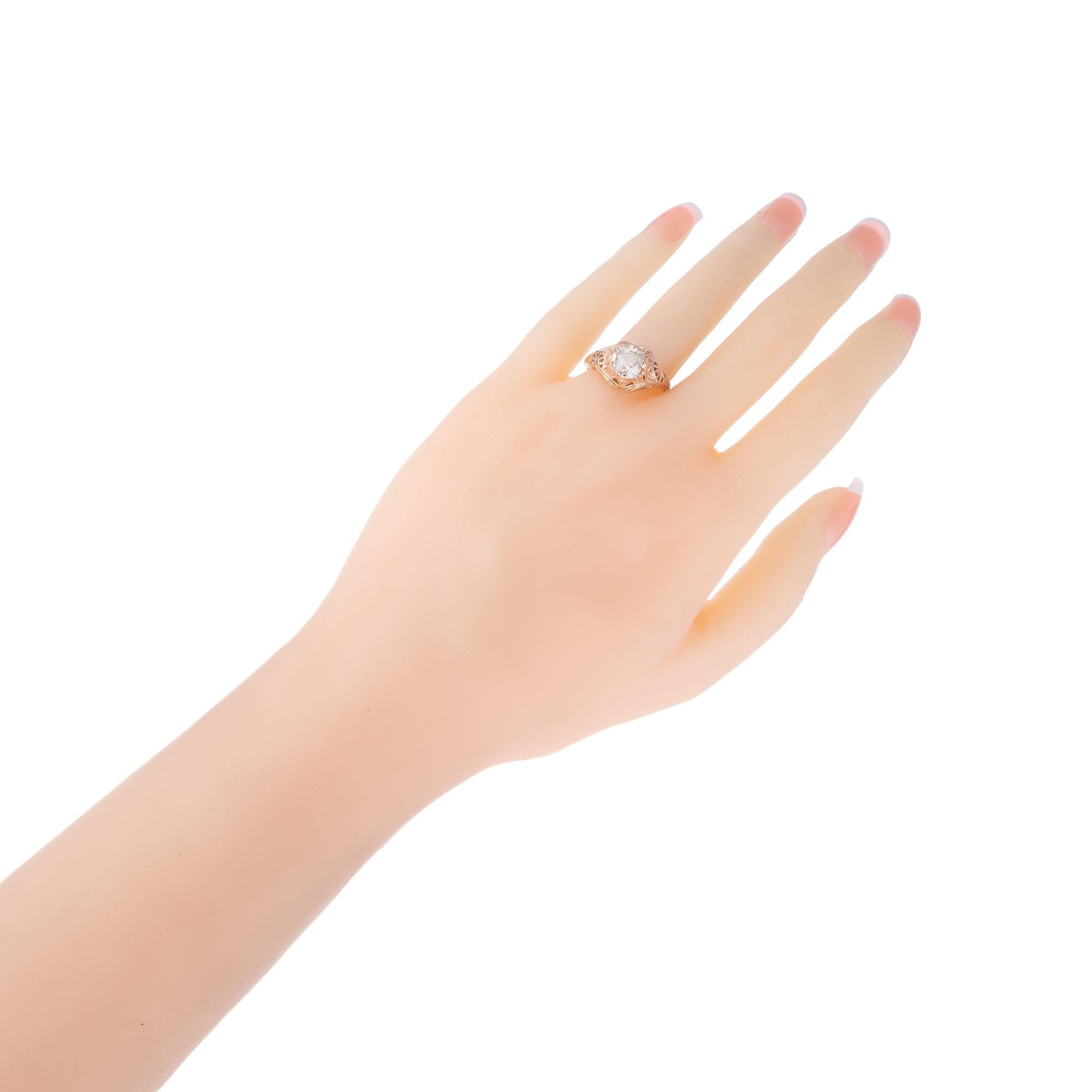 GIA Certified 1.63 Carat Diamond Rose Gold Engagement Ring 1
