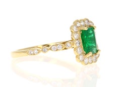 GIA Certified 1.63 Carat Emerald Diamond Yellow Gold Engagement Ring