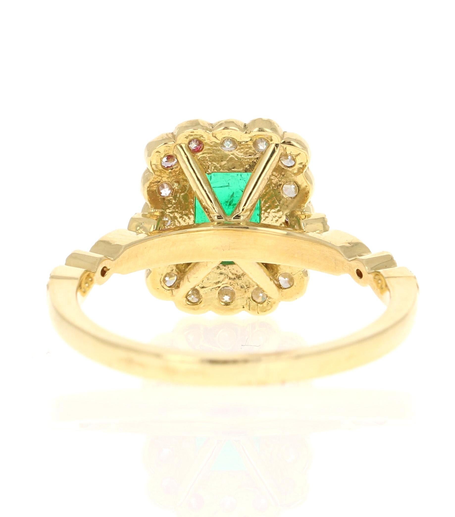 Emerald Cut GIA Certified 1.63 Carat Emerald Diamond Yellow Gold Engagement Ring For Sale