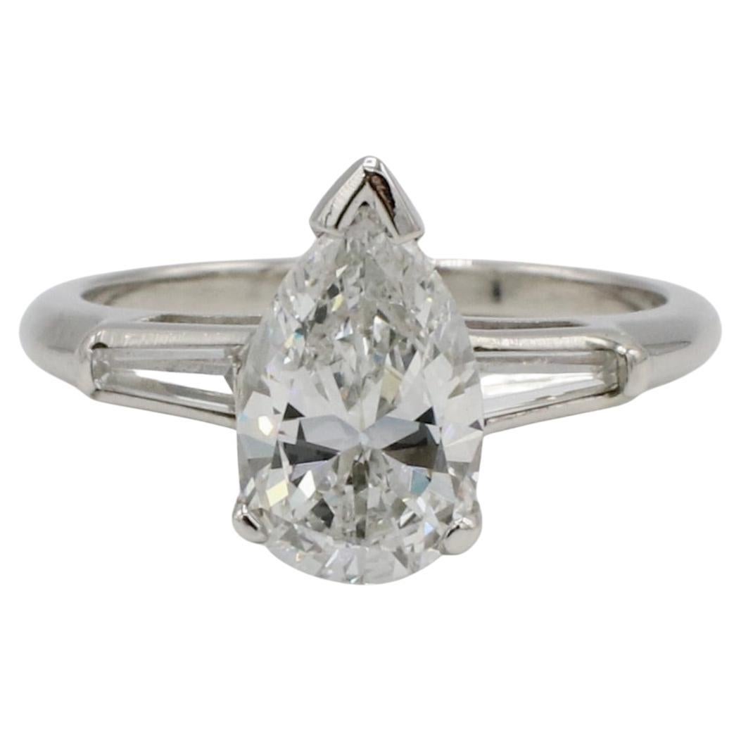 GIA Certified 1.63 Carat G SI1 Pear Shape Natural Diamond Engagement Ring