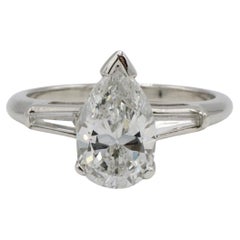 GIA Certified 1.63 Carat G SI1 Pear Shape Natural Diamond Engagement Ring