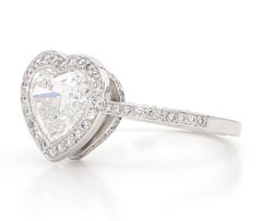 Bague en or 18 carats avec diamant en forme de cœur de 1,63 carat certifié GIA