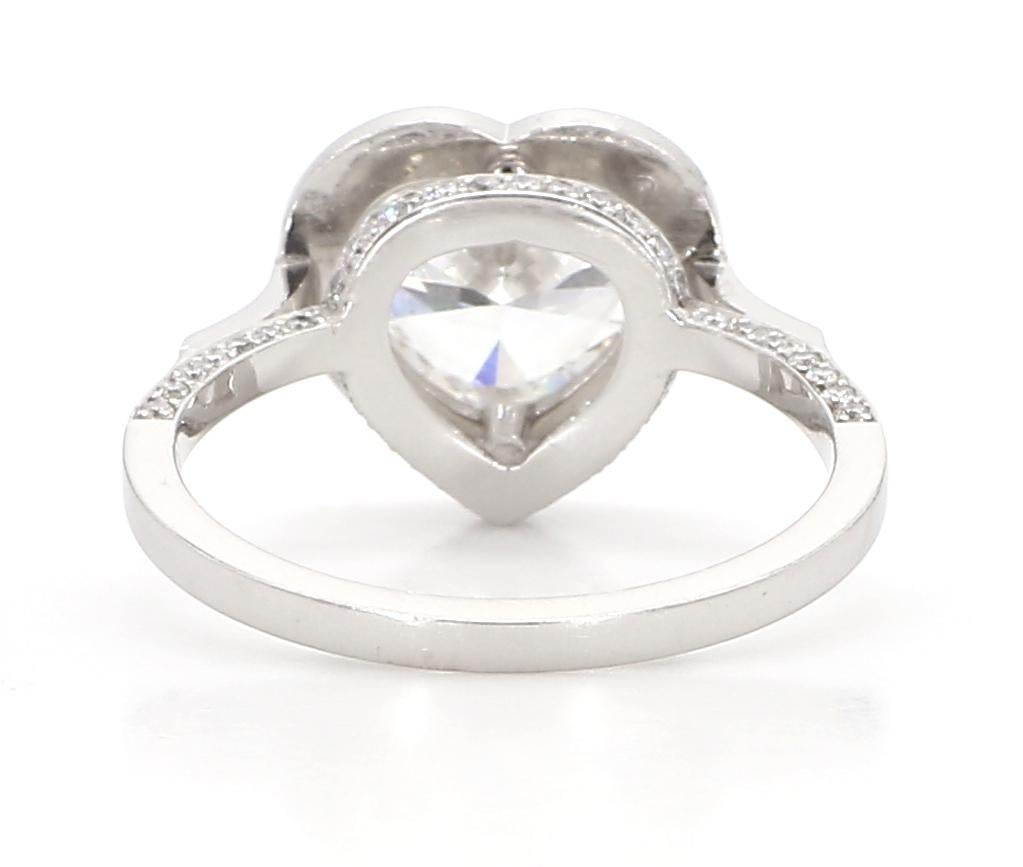 Taille cœur Bague en or 18 carats avec diamant en forme de cœur de 1,63 carat certifié GIA en vente