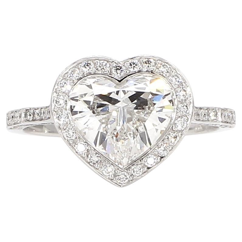 GIA Certified 1.63 Carat Heart Shaped Diamond 18K Gold Ring For Sale