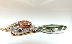 GIA Certified 16.31 Morganite and 26.30 Green Amethyst Diamonds Necklace