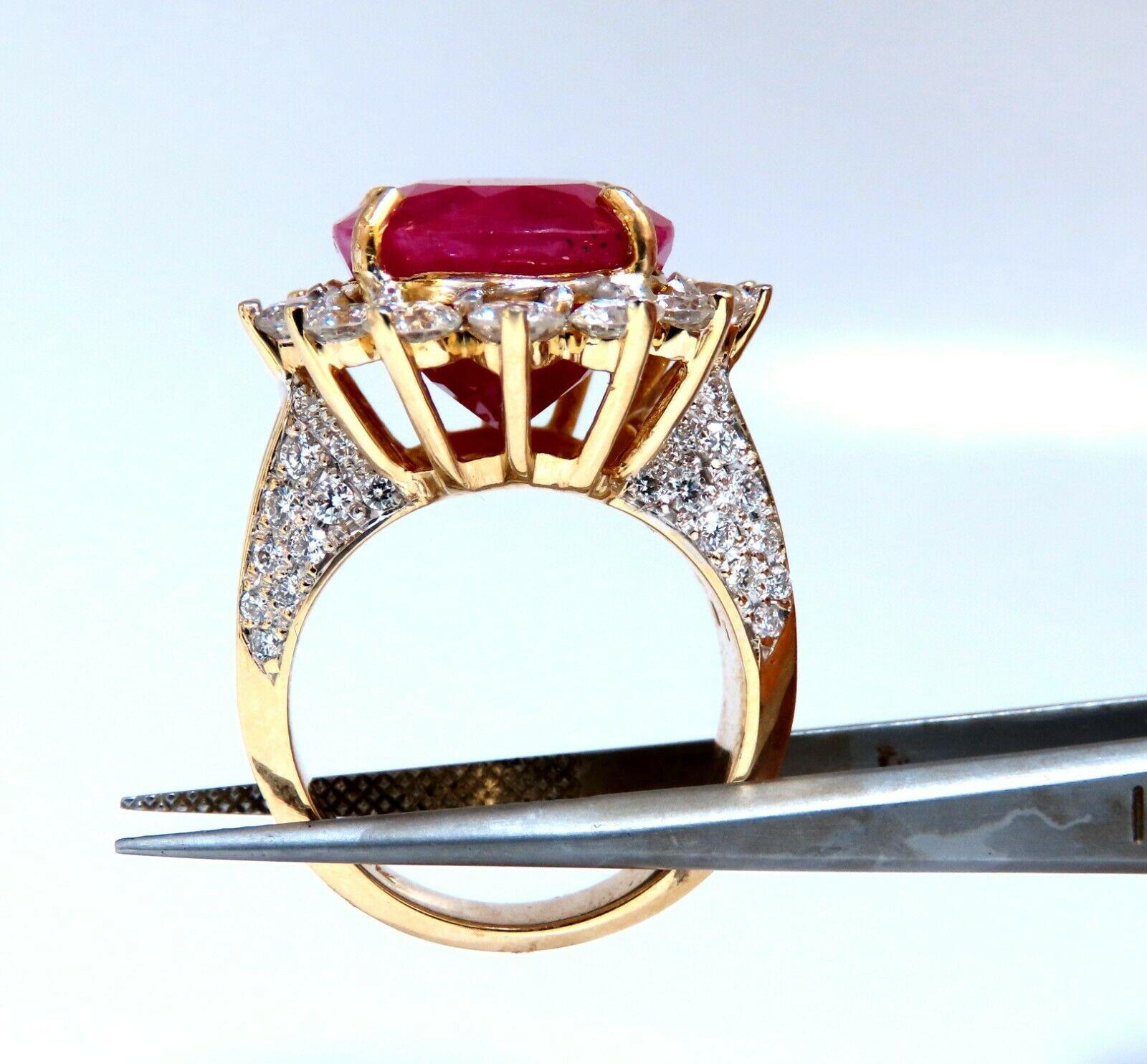GIA-zertifizierter 16,37 Karat Rubin-Diamant-Ring 14kt (Ovalschliff) im Angebot