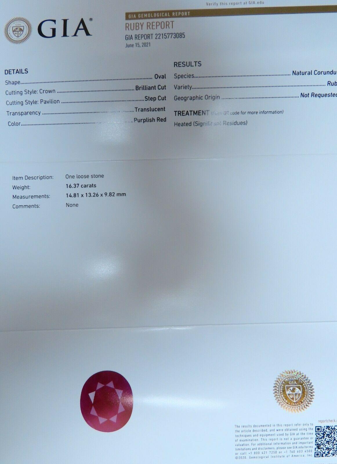 GIA-zertifizierter 16,37 Karat Rubin-Diamant-Ring 14kt im Angebot 2
