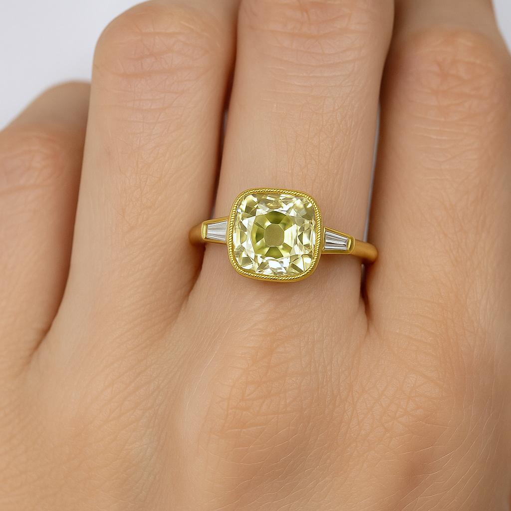 Art déco Bague ancienne mine certifiée GIA de 3,52 carats VS2 en vente