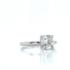 GIA Certified 1.64 Carat Cushion Cut Natural Diamond Modern Solitaire Ring