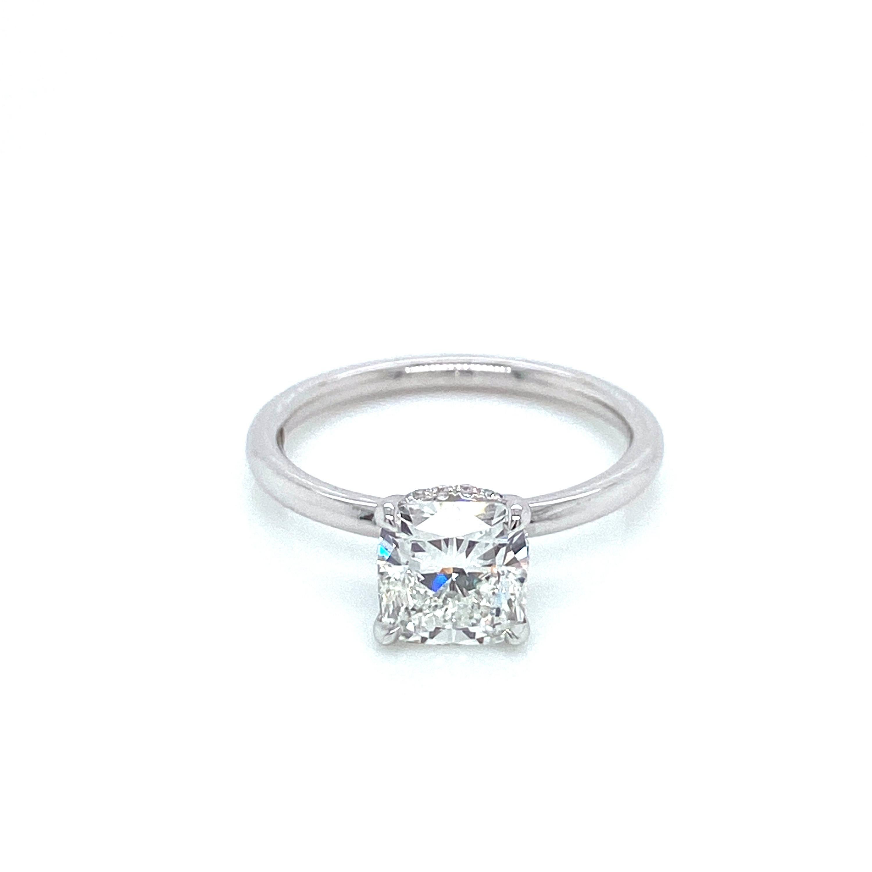 GIA Certified 1.64 Carat Cushion Cut Natural Diamond Modern Solitaire Ring For Sale 5
