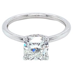 GIA Certified 1.64 Carat Cushion Cut Natural Diamond Modern Solitaire Ring