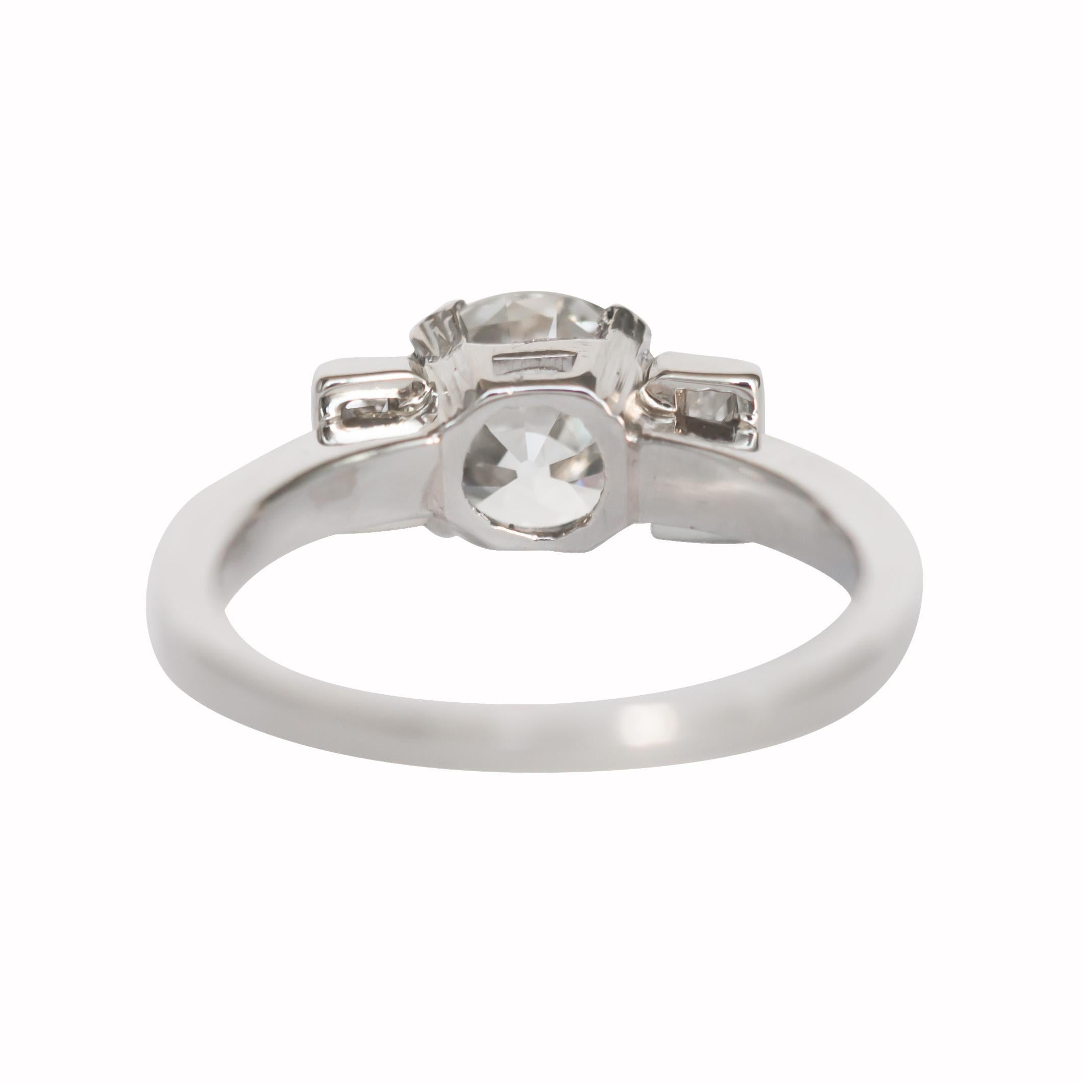 Art Deco GIA Certified 1.64 Carat Diamond Platinum Engagement Ring For Sale